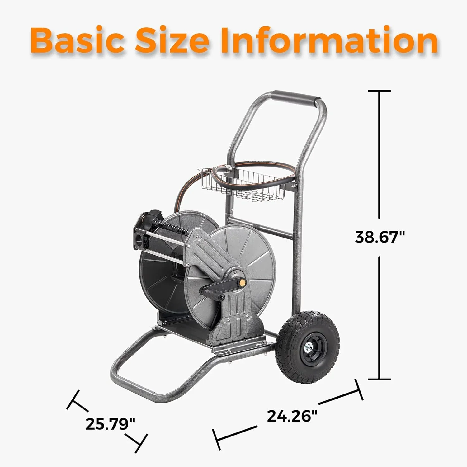 Giraffe Tools Heavy Duty Water Hose Reel Cart, Garden Hose Reel Cart with Wheels