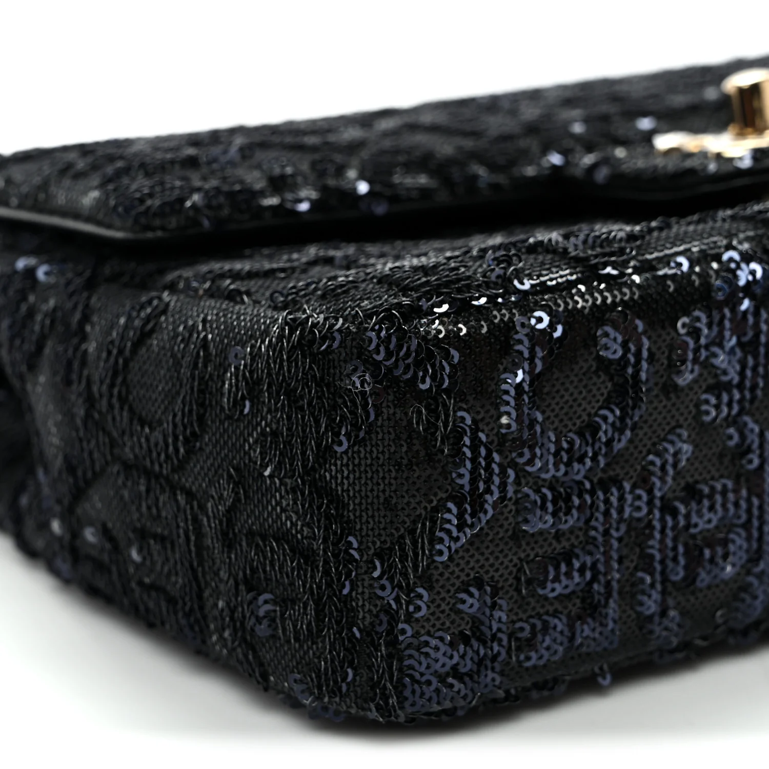 Sequin Quilted Small Single Flap Black
