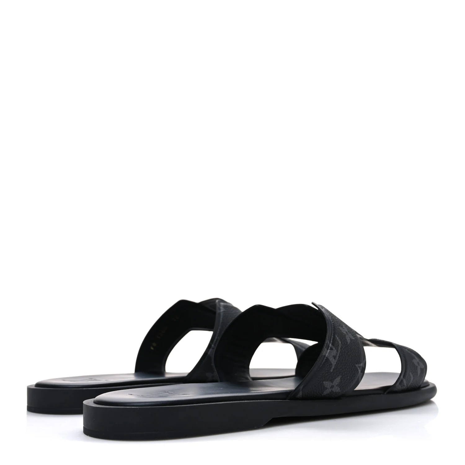 Monogram Eclipse Calfskin Mens LV Oasis Mules 12 Black