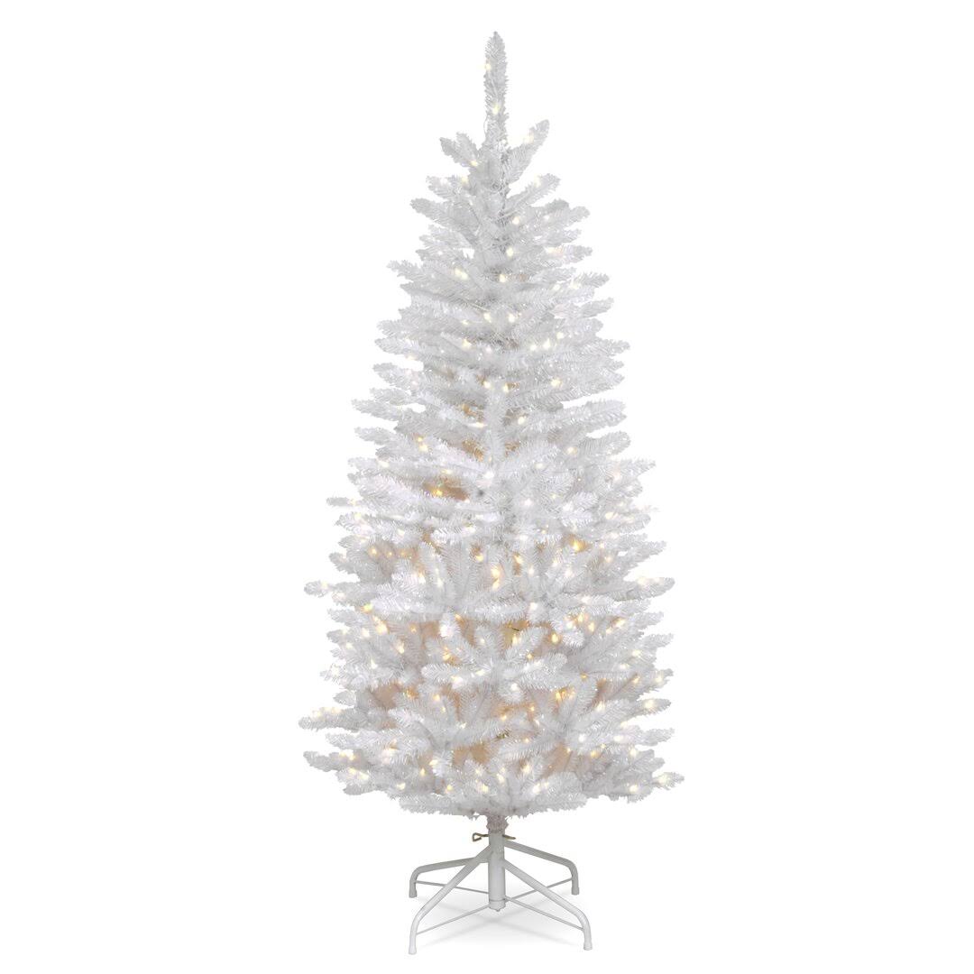 Kingswood Fir Slender White Realistic Artificial Fir Christmas Tree with Incandescent Steady/Constant Lights Andover Mills Size: 4.5'