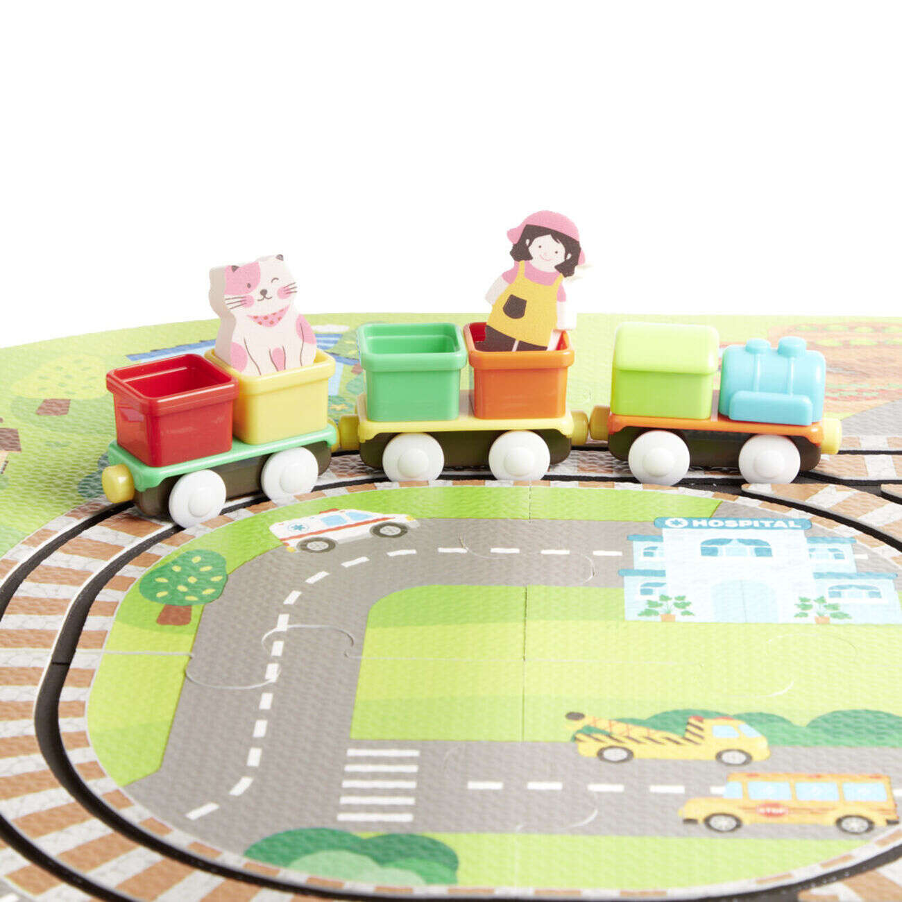 Tapis puzzle pour enfant avec ses trains 21 pièces