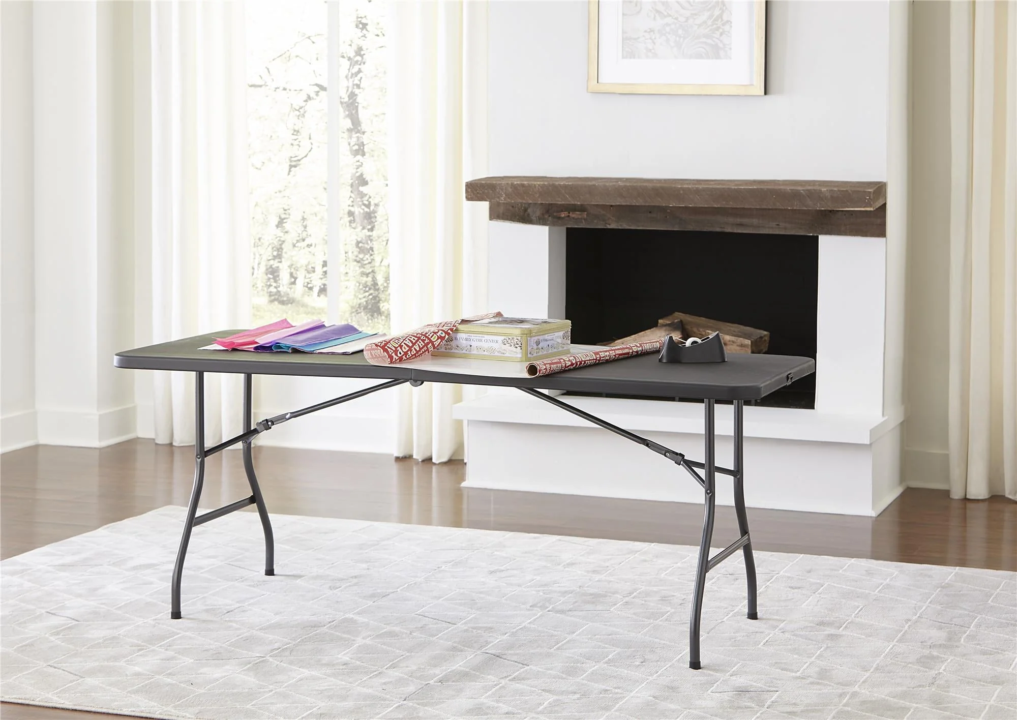 Cosco 6 Foot Centerfold Folding Table, Black