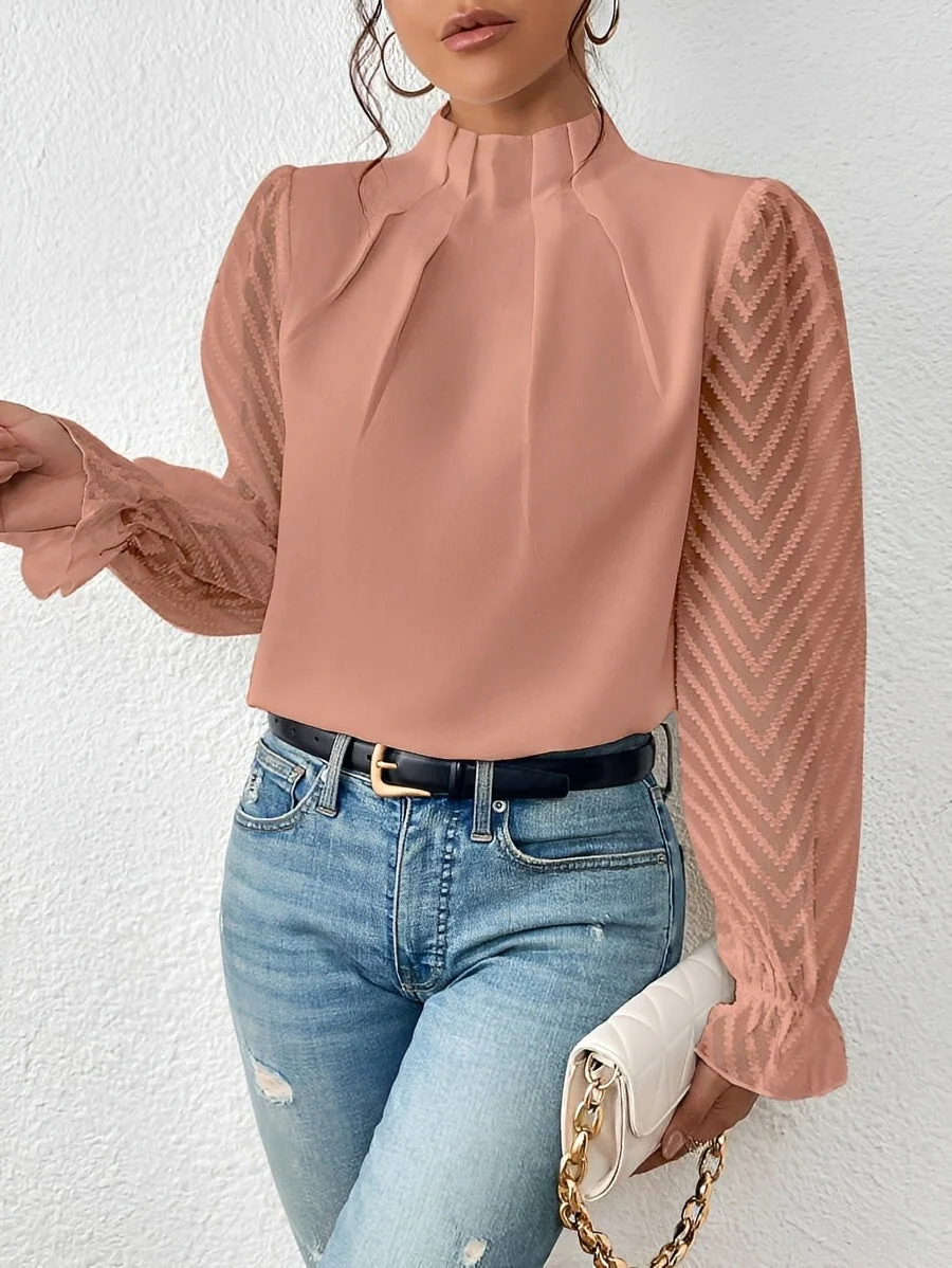 Bella - Haut en Chiffon à Manches Longues