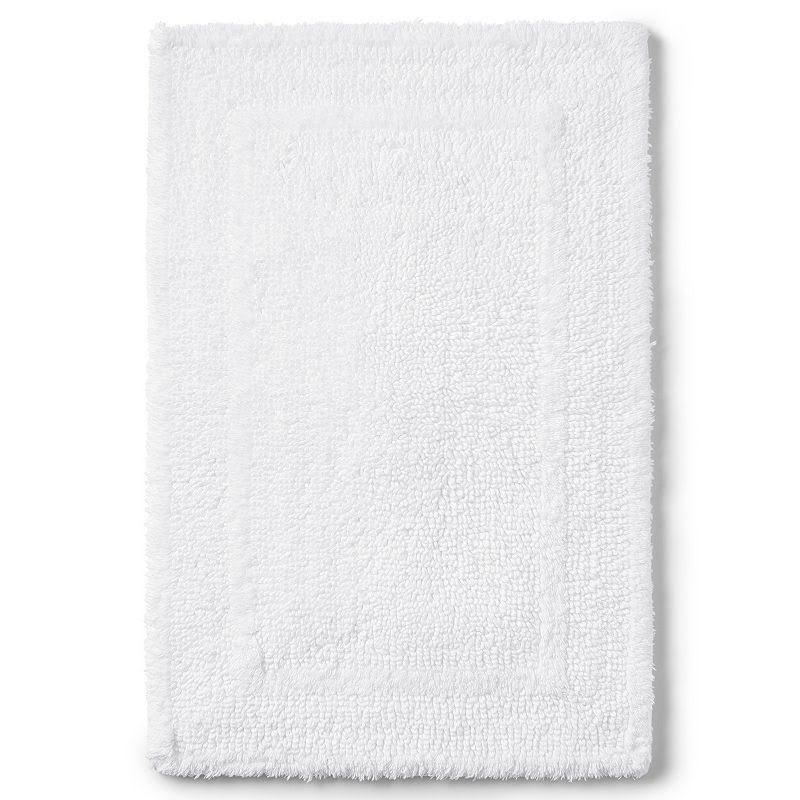 Lands' End Essential Reversible Bath Rug, White, 16x23