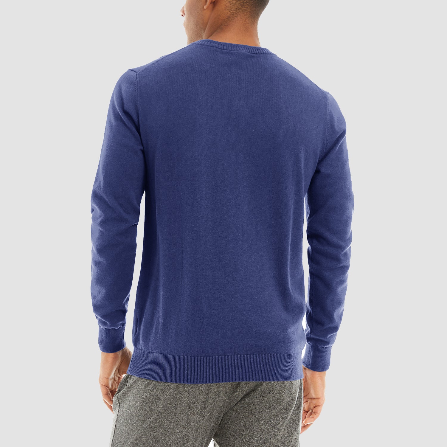 Pull-over pour homme, col V, manches longues, en coton.