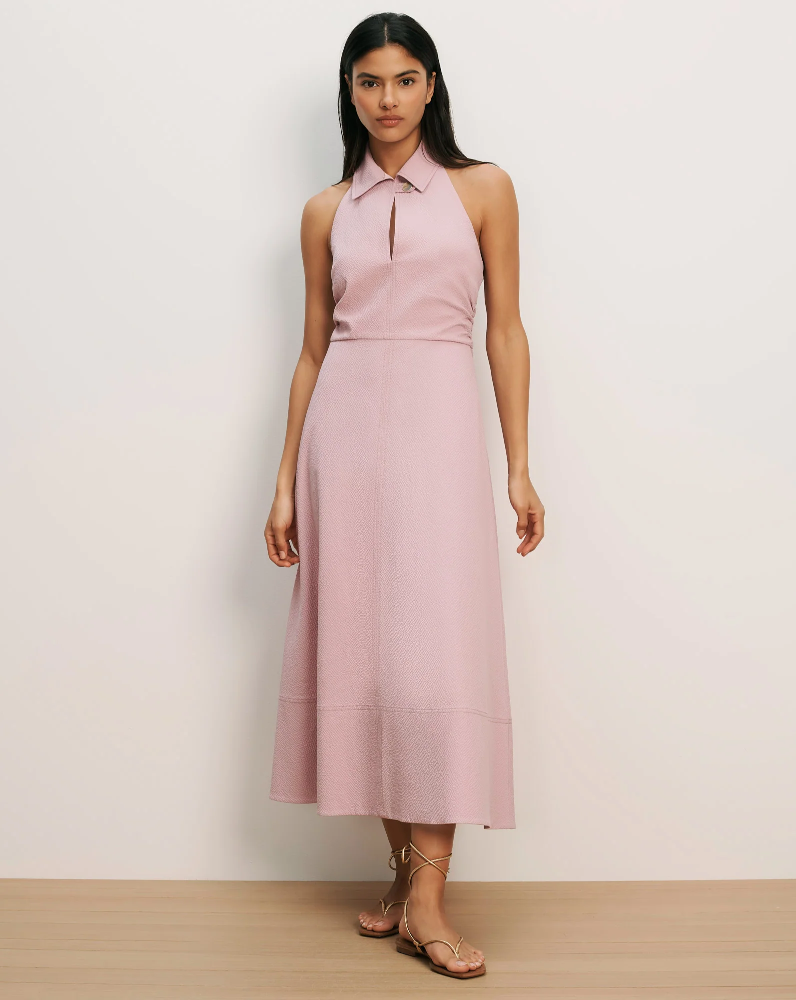 Mackey Seersucker Halter Midi Dress
