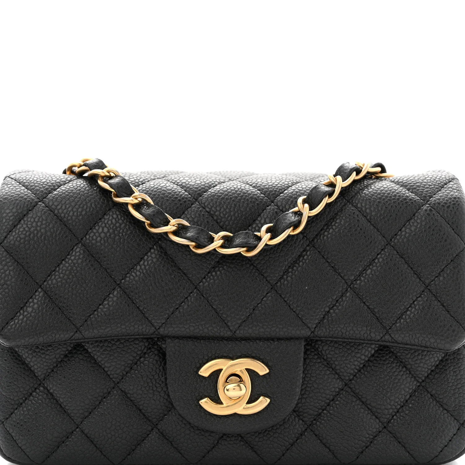 Metallic Caviar Quilted Mini Rectangular Flap Black