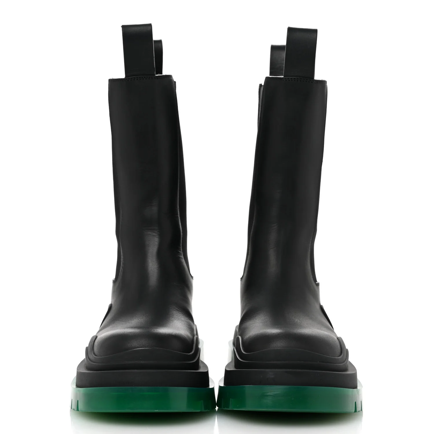 Calfskin The Tire Chelsea Boots 35 Black Green