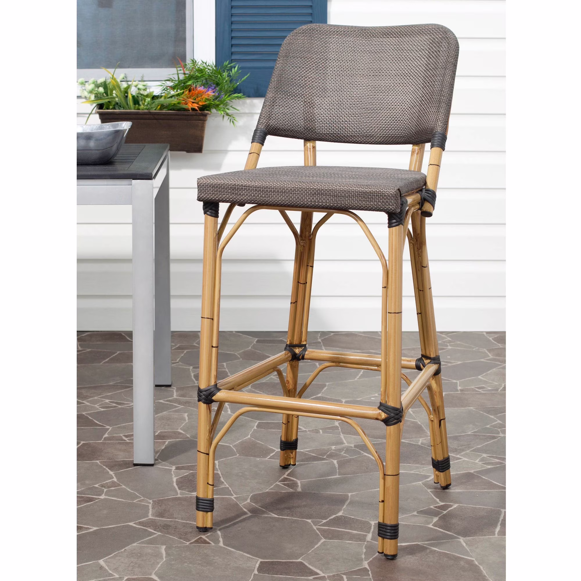 Safavieh Deltana Wicker Indoor-Outdoor Barstool(Brown)
