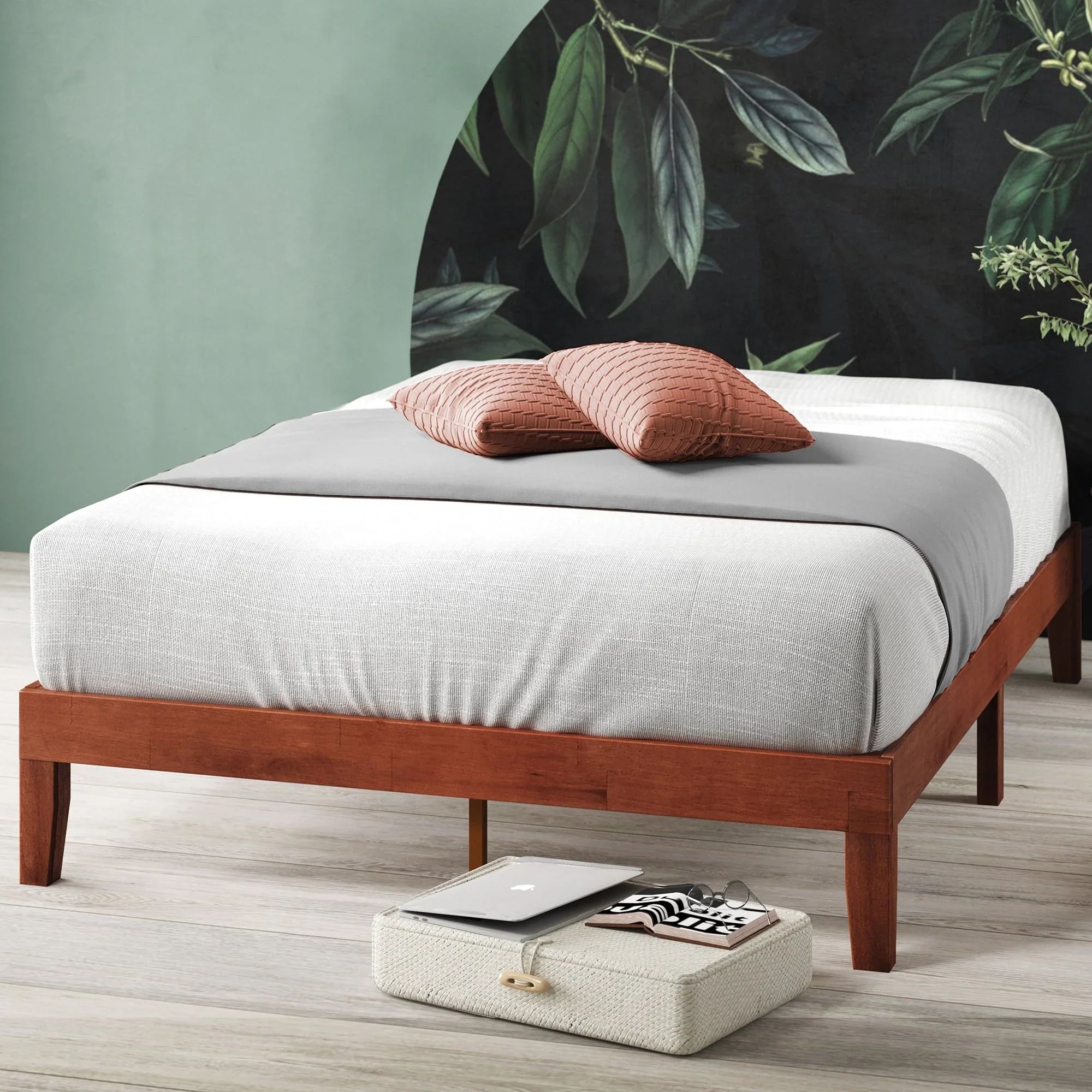 Zinus Wen 12 Wood Platform Bed Frame, Cherry, Twin