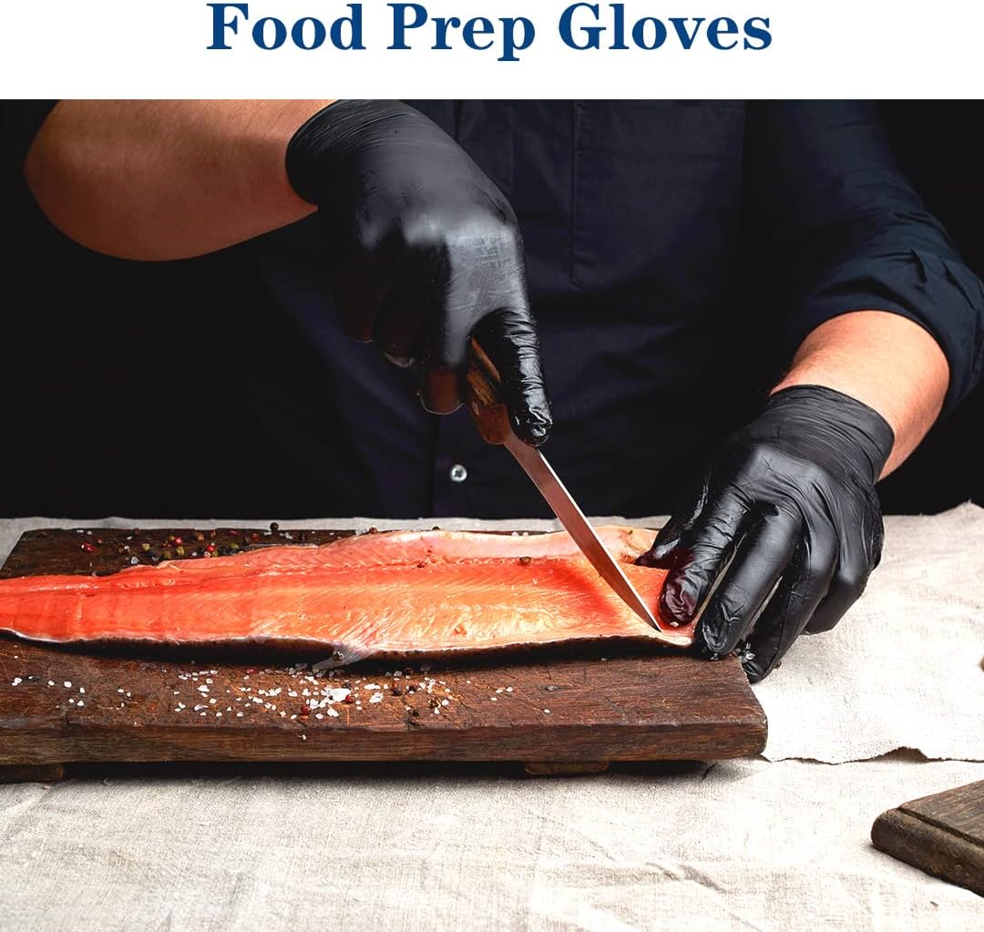 YKANG Black Disposable Nitrile Gloves, Latex Free Food Safe Cooking Gloves