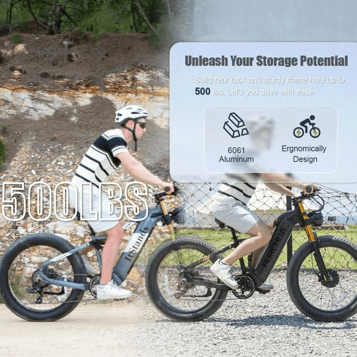 Dual Motors AWD 2000W Electric Bike for Adult 26'' UL2849 48V 30AH E-mountain bike 4.0 Fat Tire up to 35MPH120Miles Long Range Off-road Ebike Dual Hydraulic Disc BrakesFul Suspension Electric Bicyc(RX30-GRAY) - Image 6