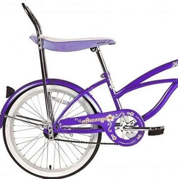 Wonder Wheels 20 In. Beach Cruiser Lowrider Coaster Brake Single Speed Bicycle, Bike with Banana Seat Stainless Steel Spokes One Piece Crank Alloy Rims 36 H - Purple