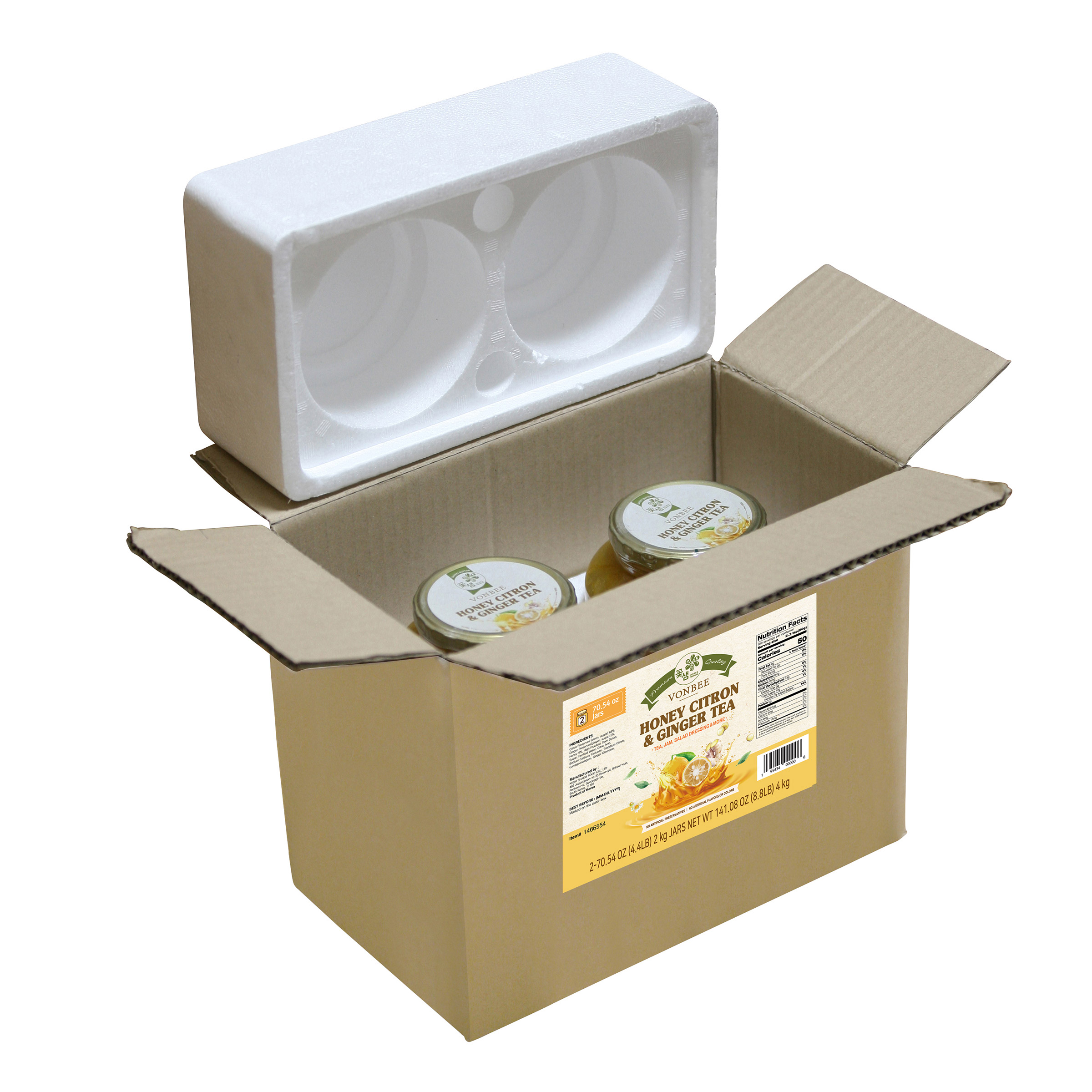 Vonbee Honey Citron & Ginger Tea, 4.4 lb, 2 - Pack