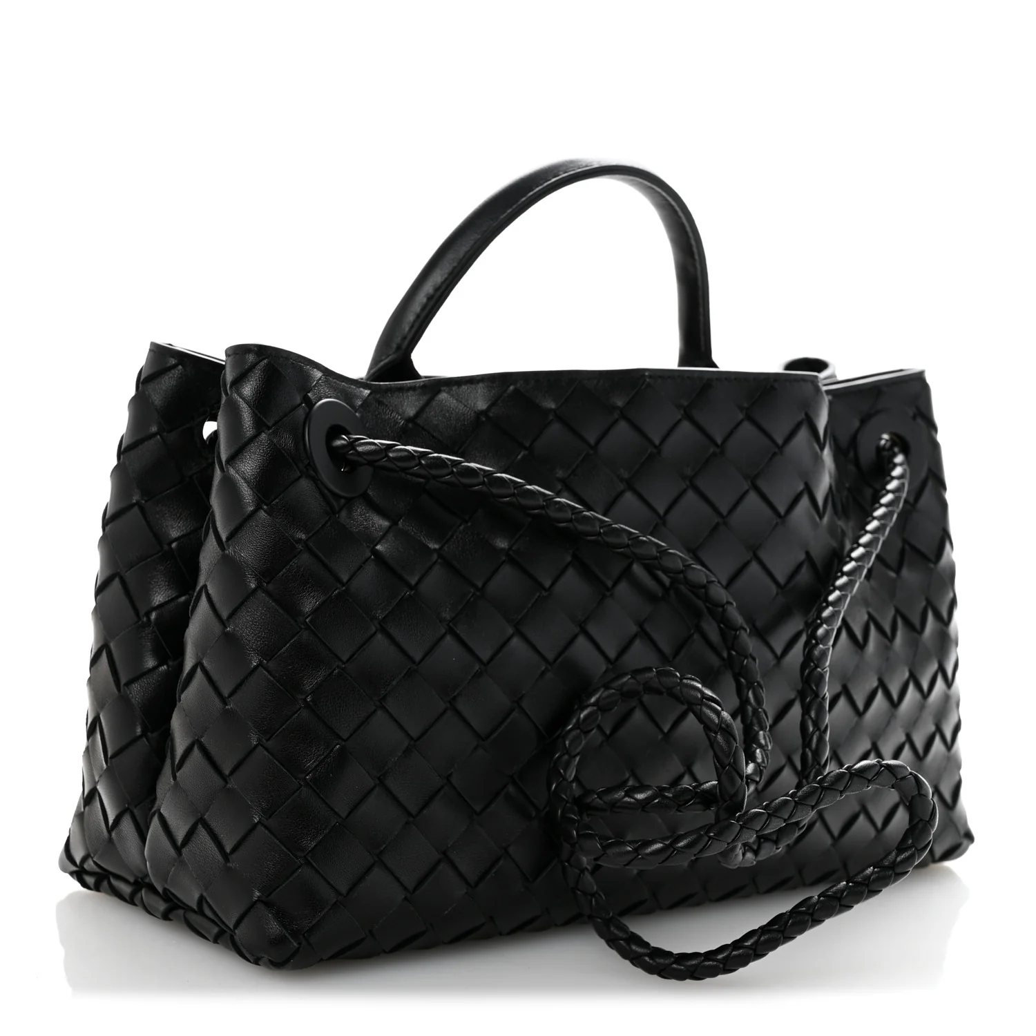 Nappa Intrecciato Small East West Andiamo Shoulder Bag Black
