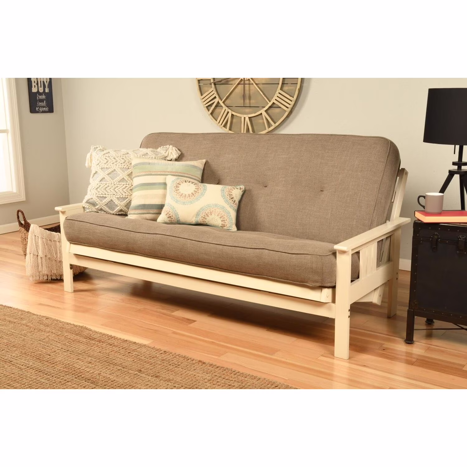 African Artifacts Full Size Futon Frame Set with Mattress, Easily Converts to Bed, Versatile Design Futon Frame for All Spaces, 33"H x 79"L x 37"D-Color:Linen Charcoal,Size:Barbados(Barbados/Linen Charcoal) - Image 7