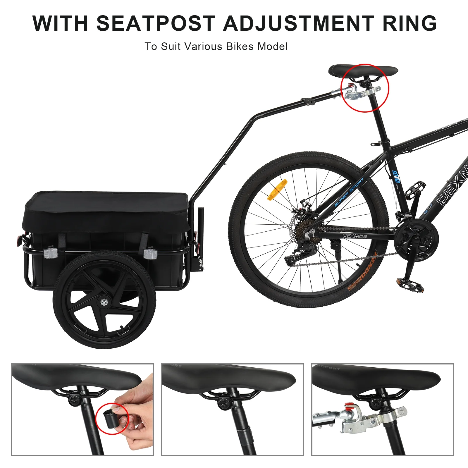 Bike Cargo Trailer, Bicycle Wagon Trailer W/Universal Coupler Waterproof Cover - Image 8