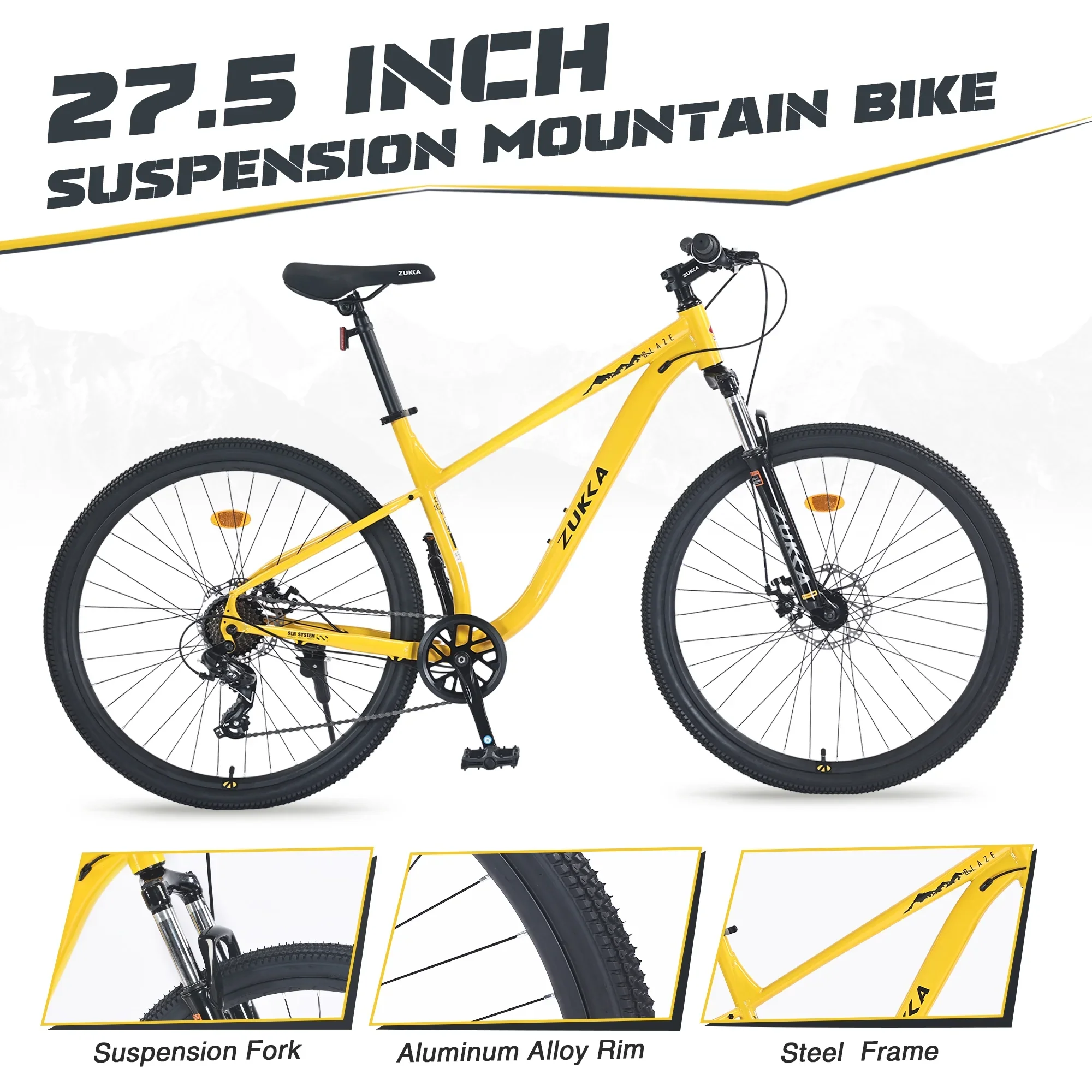OUDOSPRS 27.5 Versatile Mountain Bike - 8-Speed Steel Frame with Front Suspension