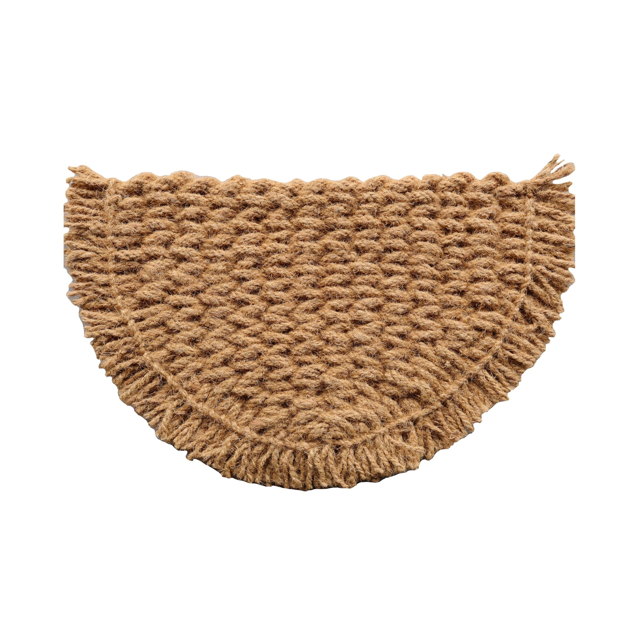 Half Moon Fringed Coir Doormat 75cm