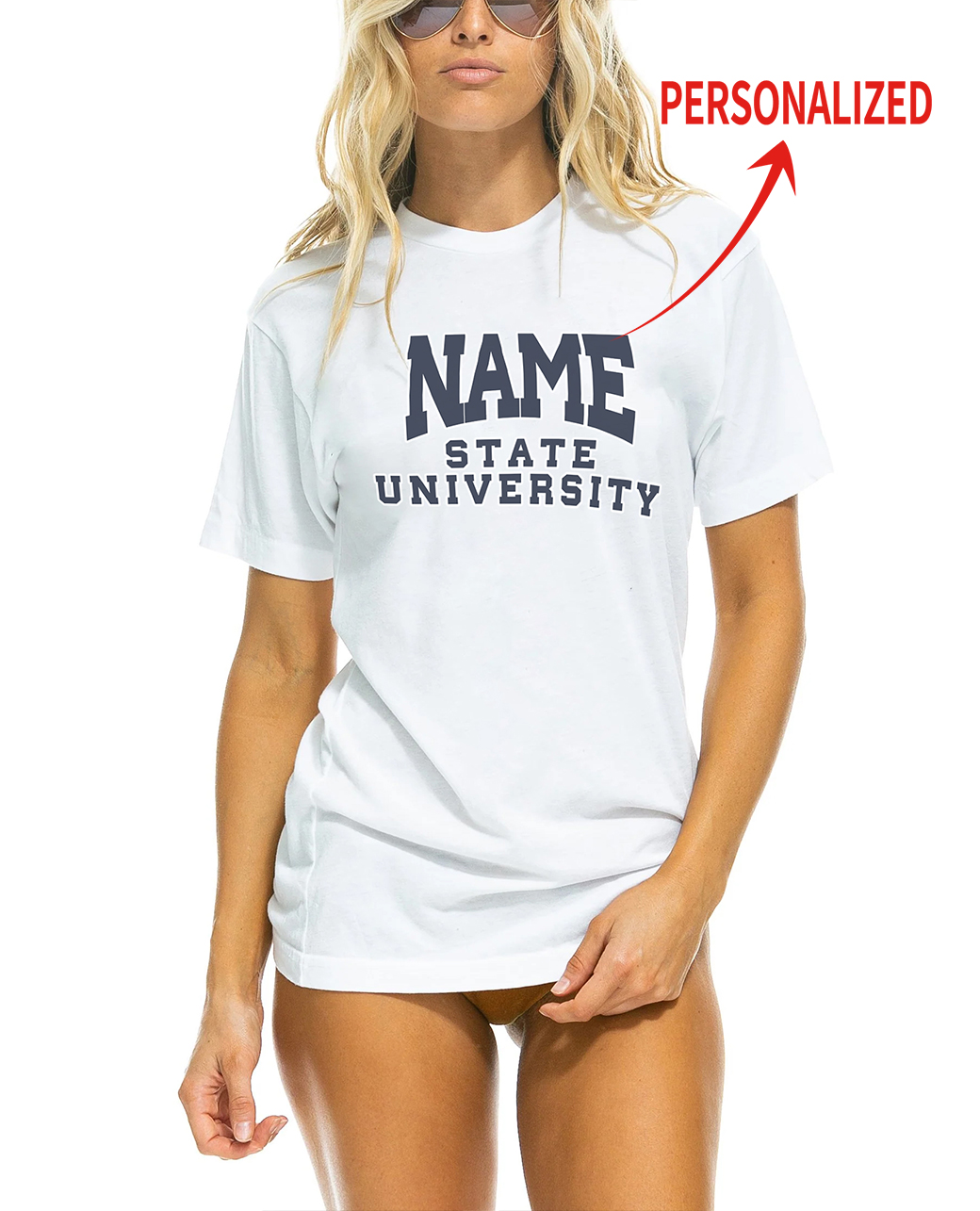 T-shirt universitaire personnalisé avec nom, 3 couleurs