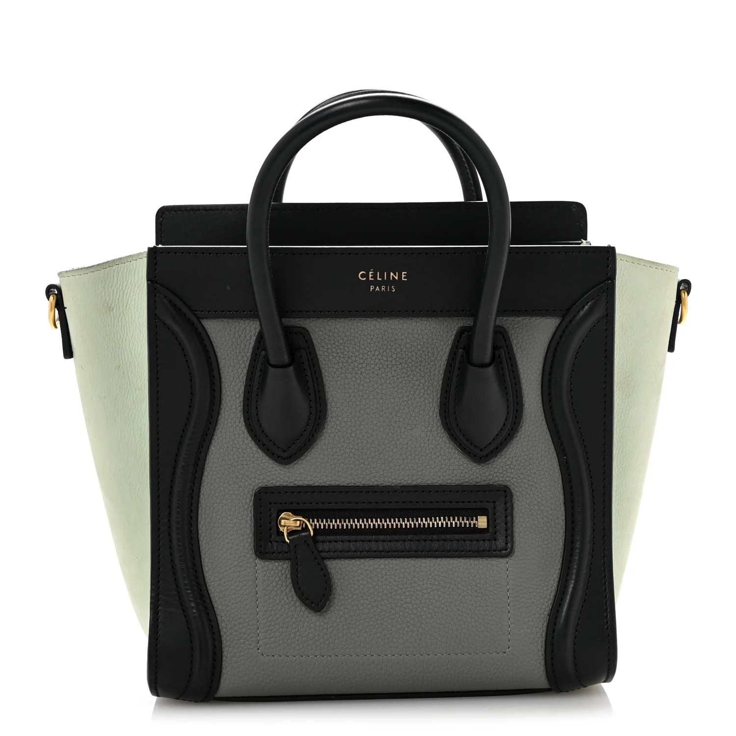 Baby Grained Calfskin Nano Tri-Color Luggage Zinc Almond