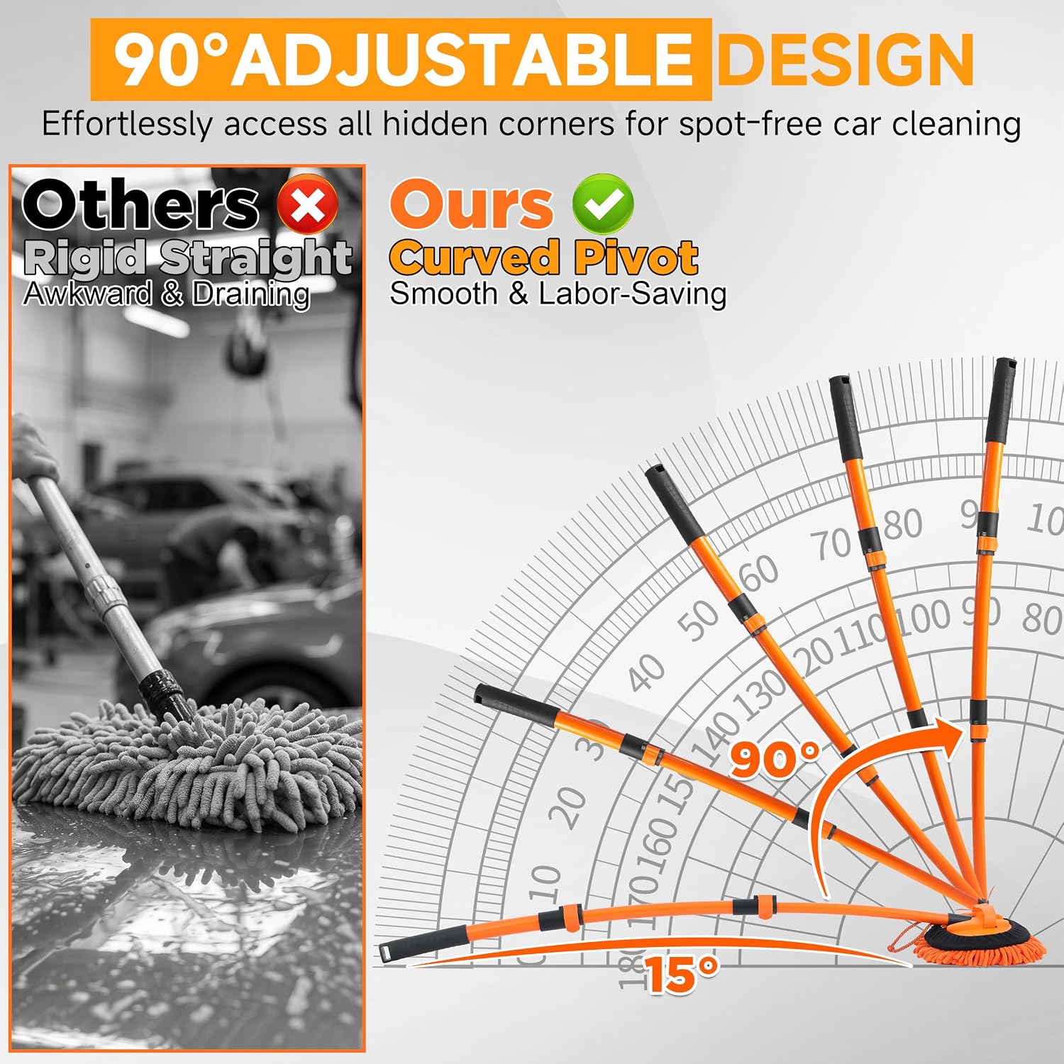 M MINGLE Pressure Washer Foam Cannon Kit, Car Wash Brush with Long Handle
