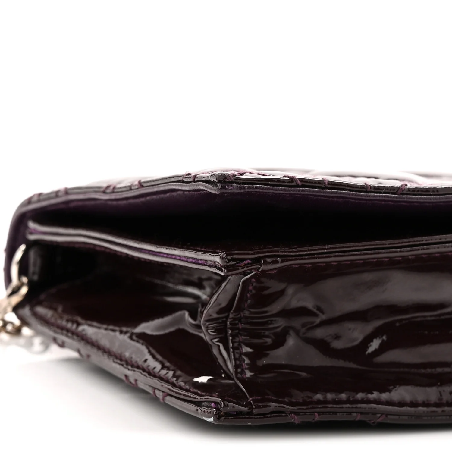 Patent Cannage Lady Dior Chain Wallet Purple
