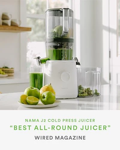 Nama J2 Cold Press Juicer Self Feeding for Hands Free Operation with Wide Mouth Hopper for Whole Recipe Loading, Zero Waste Masticating Juicer For More Juice, Less Pulp  Easy Cleanup & Assembly: Home & Kitchen