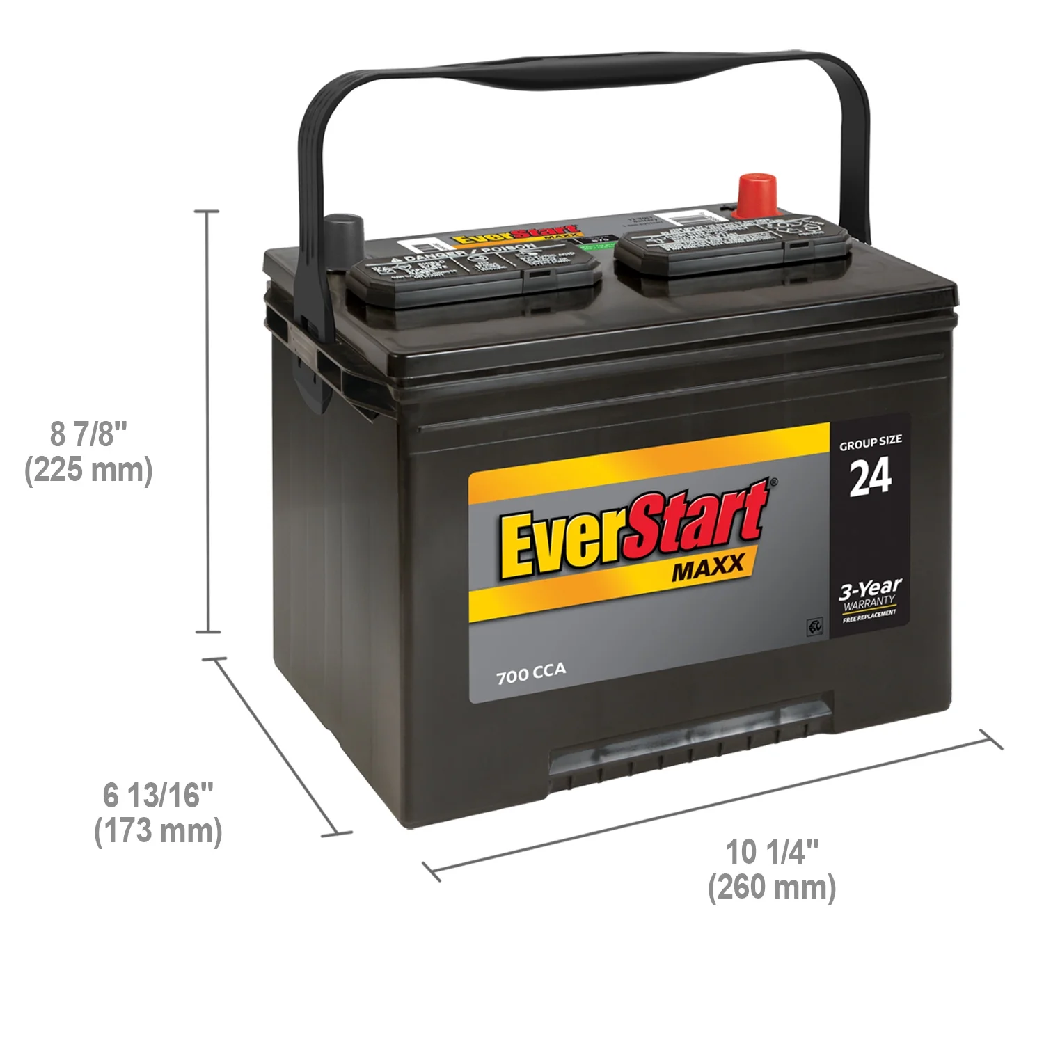 Everstart Maxx Lead Acid Automotive Battery, Group Size 24 12 Volt, 700 CCA