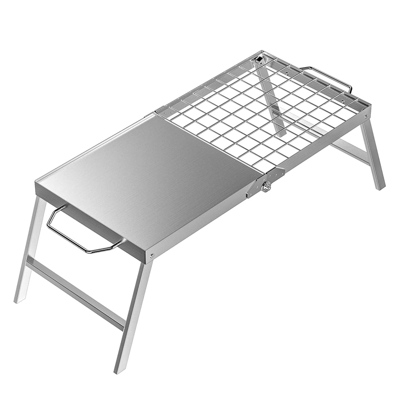 Modern Heavy Duty Steel Powder Coated Folding Camping Cooking Grate Over Fire Pit Campfire BBQ Grill