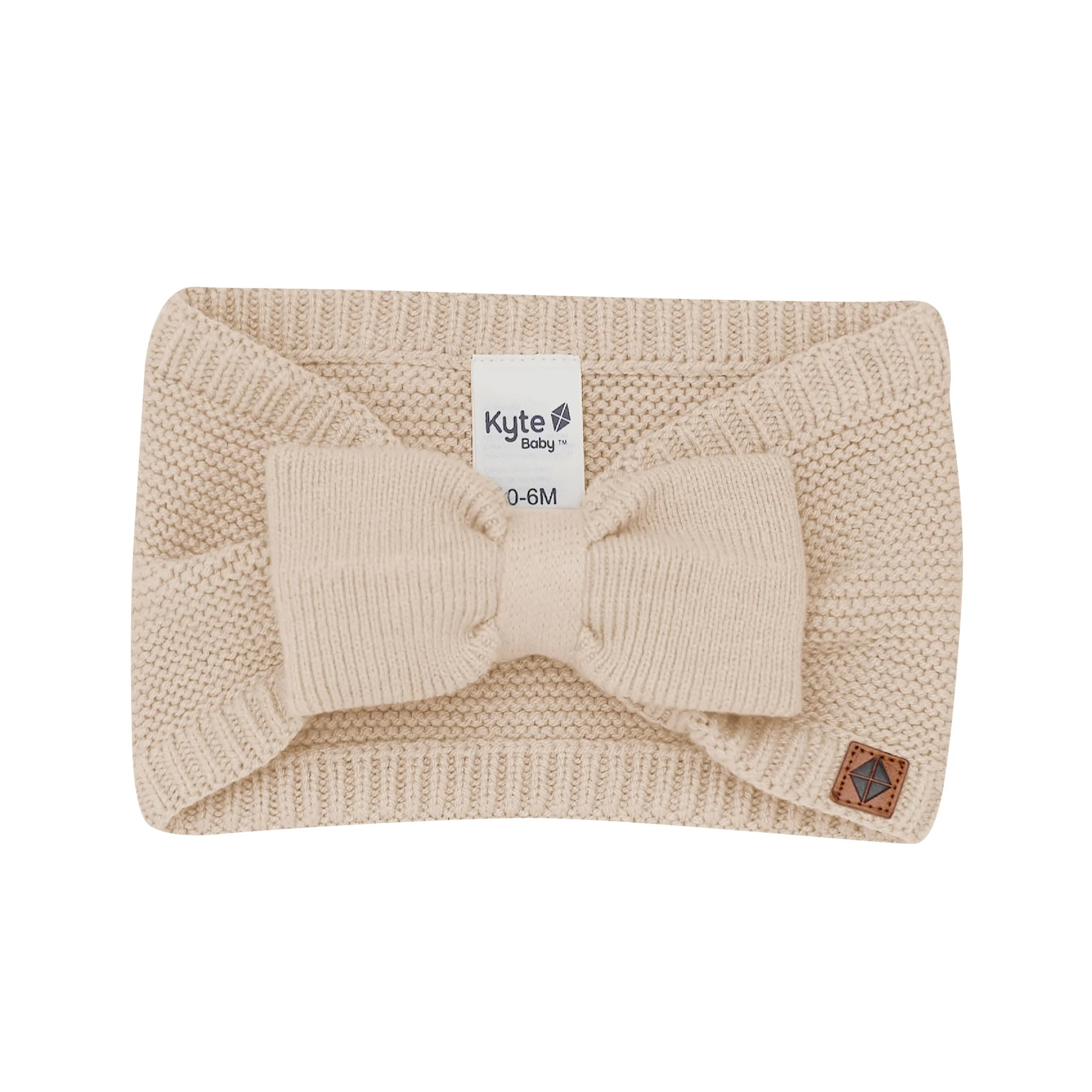 Chunky Knit Adult Bow Headband in Almond