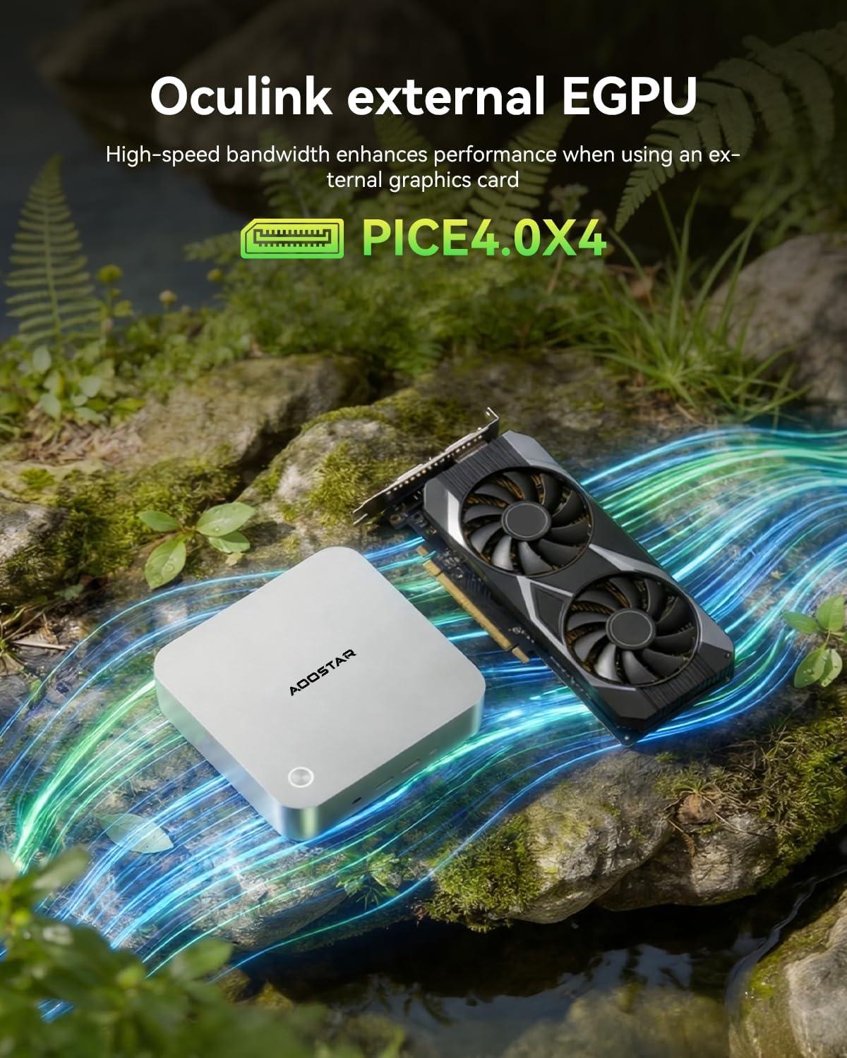 AOOSTAR MACO AMD R7 PRO 8845HS Mini PC with 32GB DDR5 RAM 1TB NVME SSD Mini Desktop Computer  OCULINK/ 2*USB4(PD|8K@60Hz)/HDMI2.1/1 xDP 1.4  2X 2.5G LAN 2*M.2 Slots