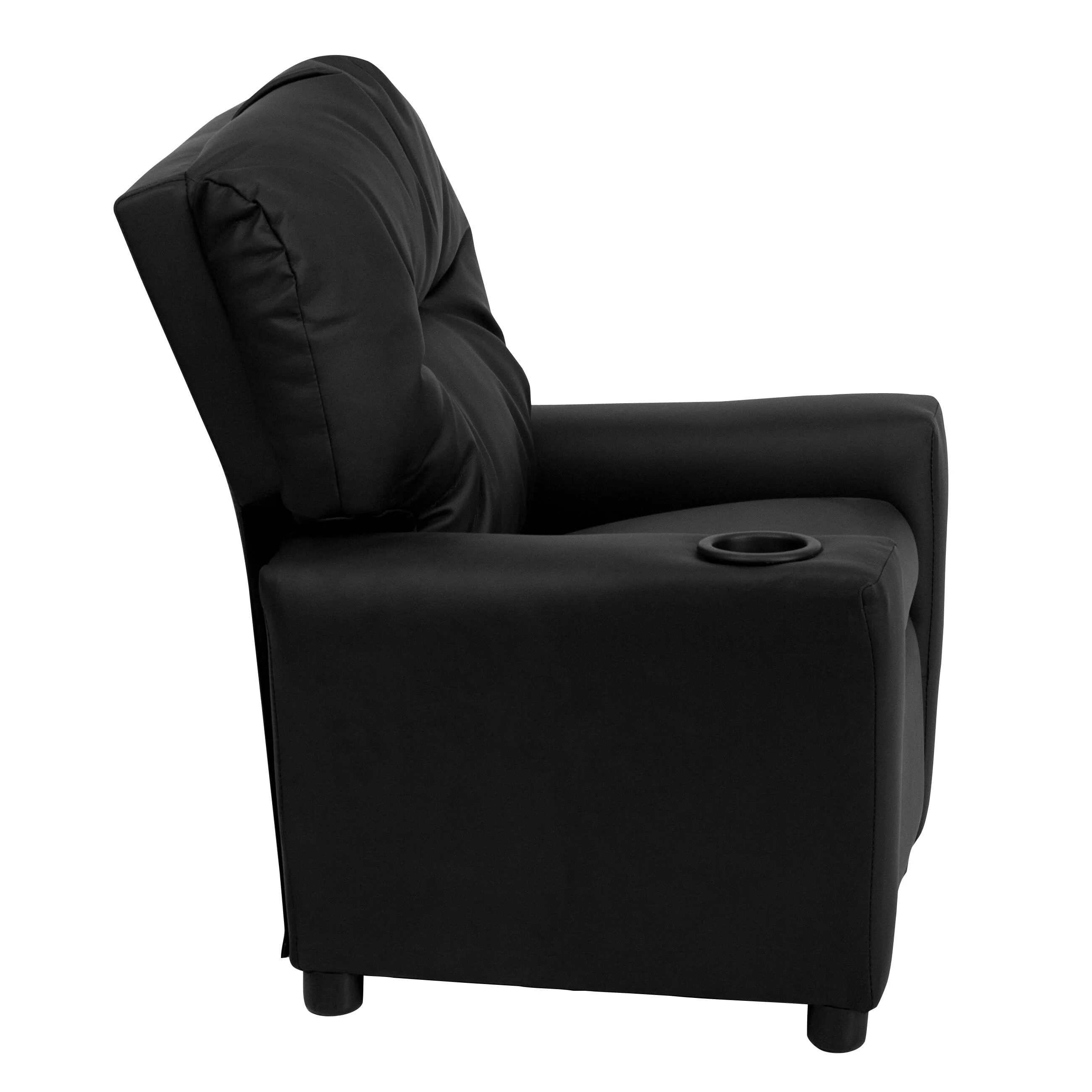 Lancaster Home Contemporary Kids Recliner with Cup Holder Brown Microfiber(Beige Vinyl) Image 5