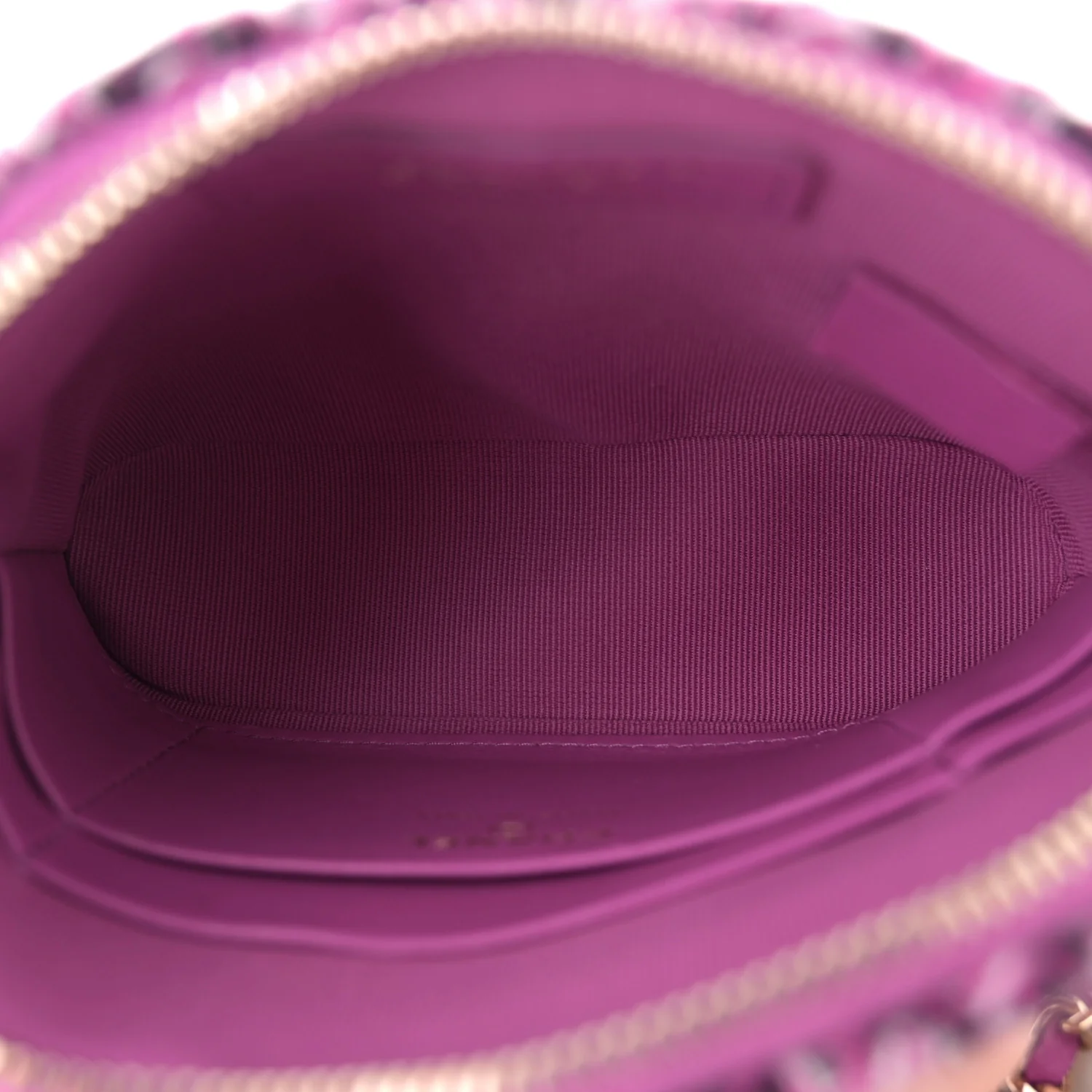 Tweed Quilted Mini Clutch With Chain Purple