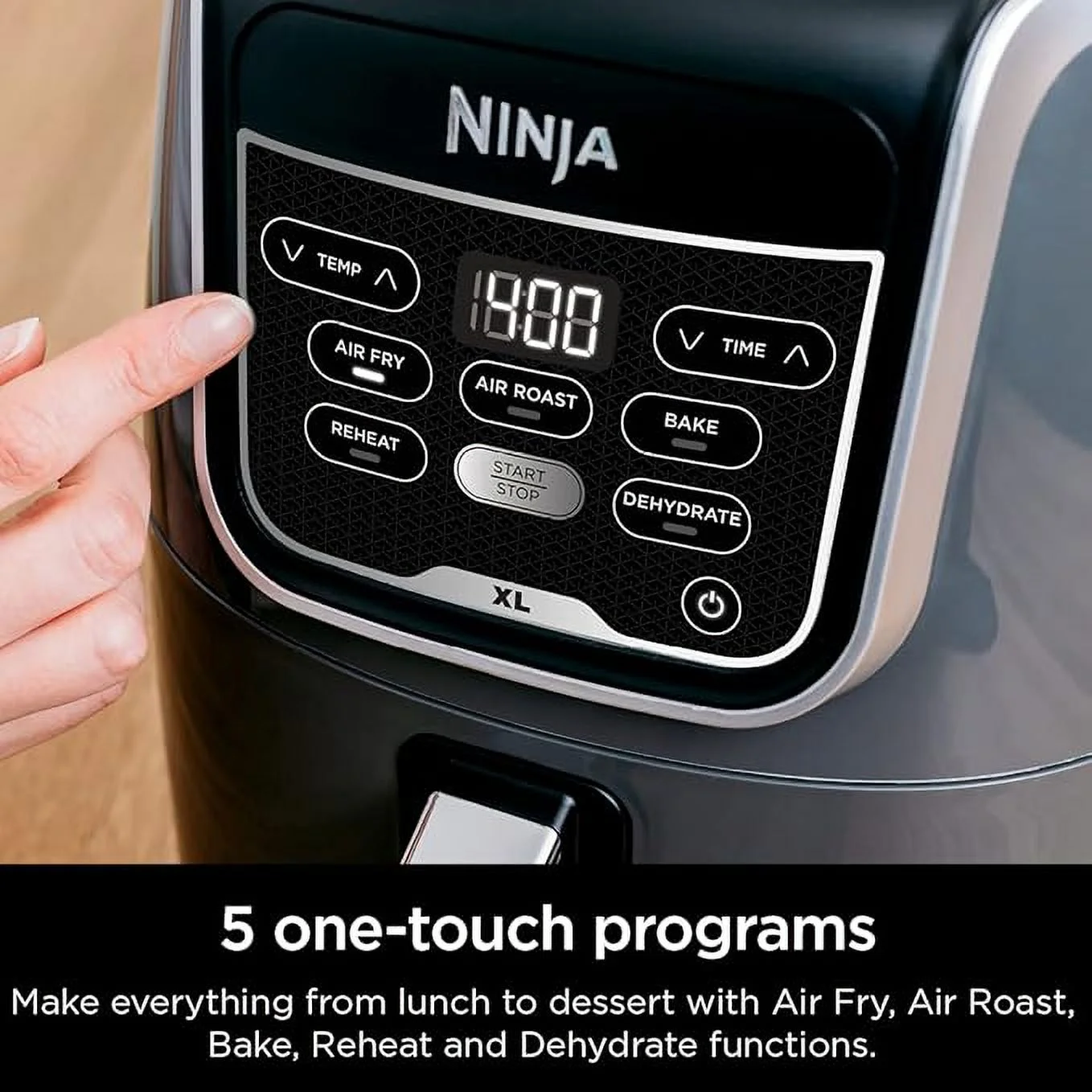 Ninja AF150AMZ Air Fryer XL, 5.5 Qt. Capacity That Can Air Fry, Air Roast, Bake, Reheat & Dehydrate, with Dishwasher Safe, Nonstick Basket & Crisper Plate and a Chef - Inspired Recipe Guide, Grey