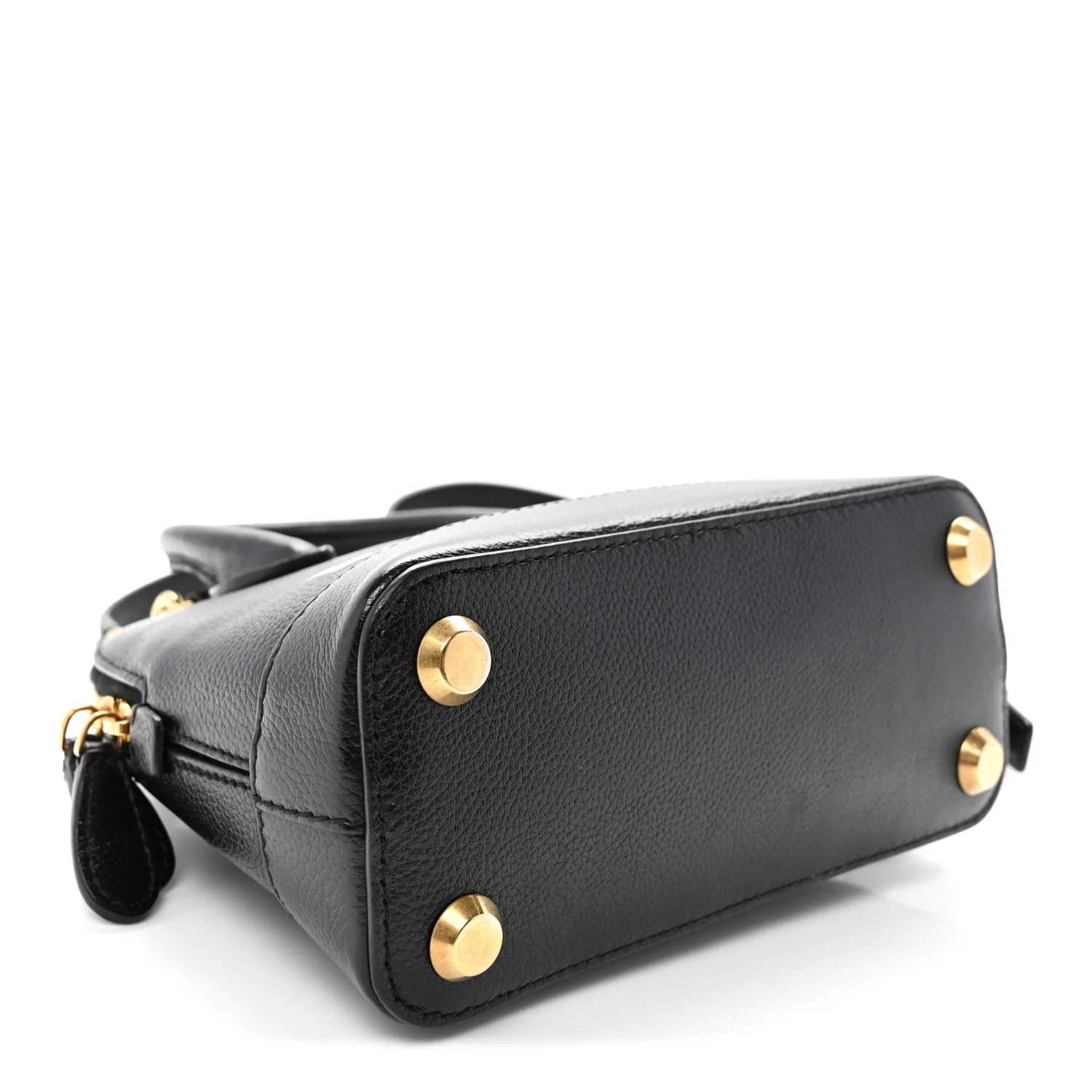 Signature Grained Calfskin Logo XXS Ville Top Handle Bag Black White