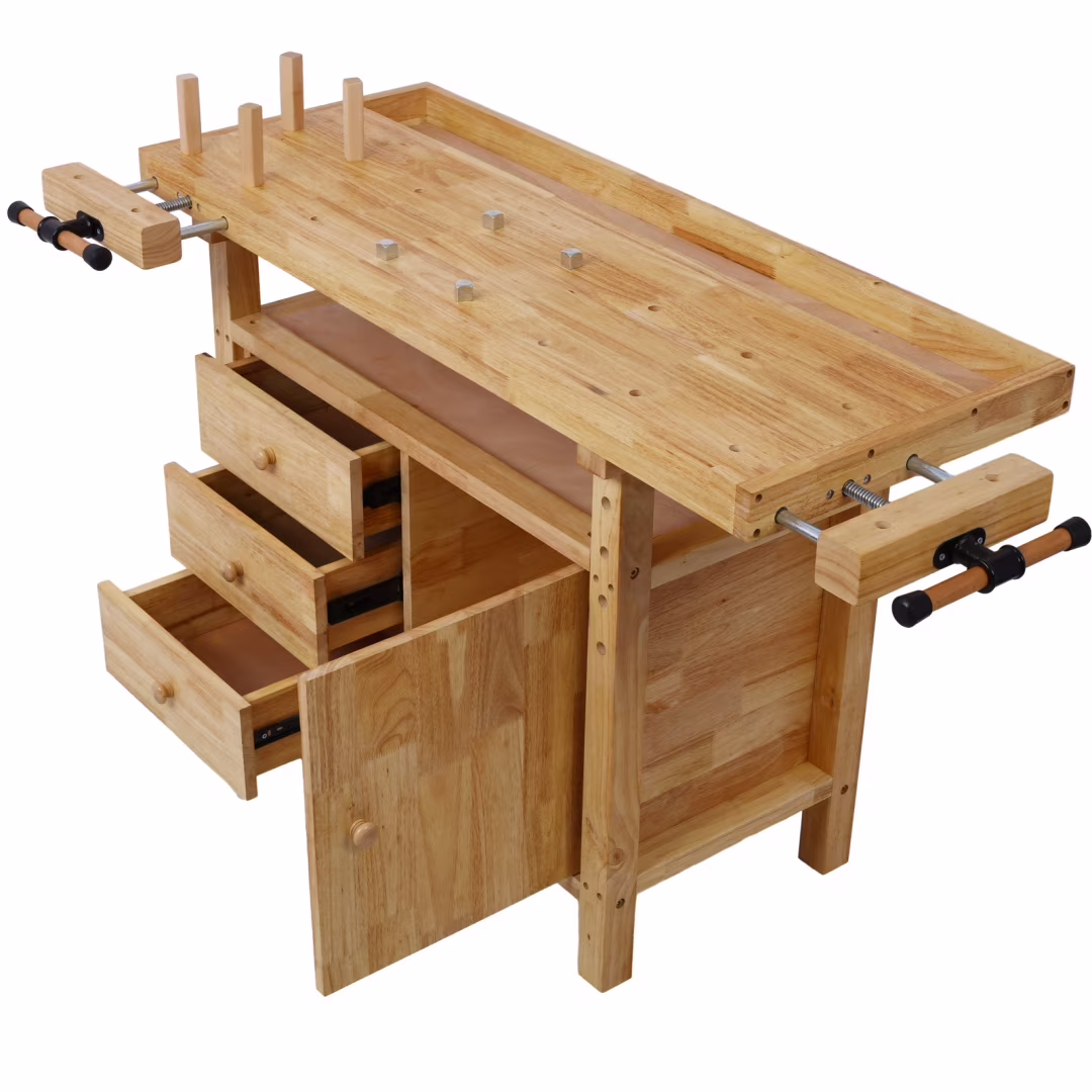 Workbench, Work Bench, Versatile and Functional Wooden Workstation, Work Table for Garage Workshop and Home, 55L*24.5W*33H, Natural