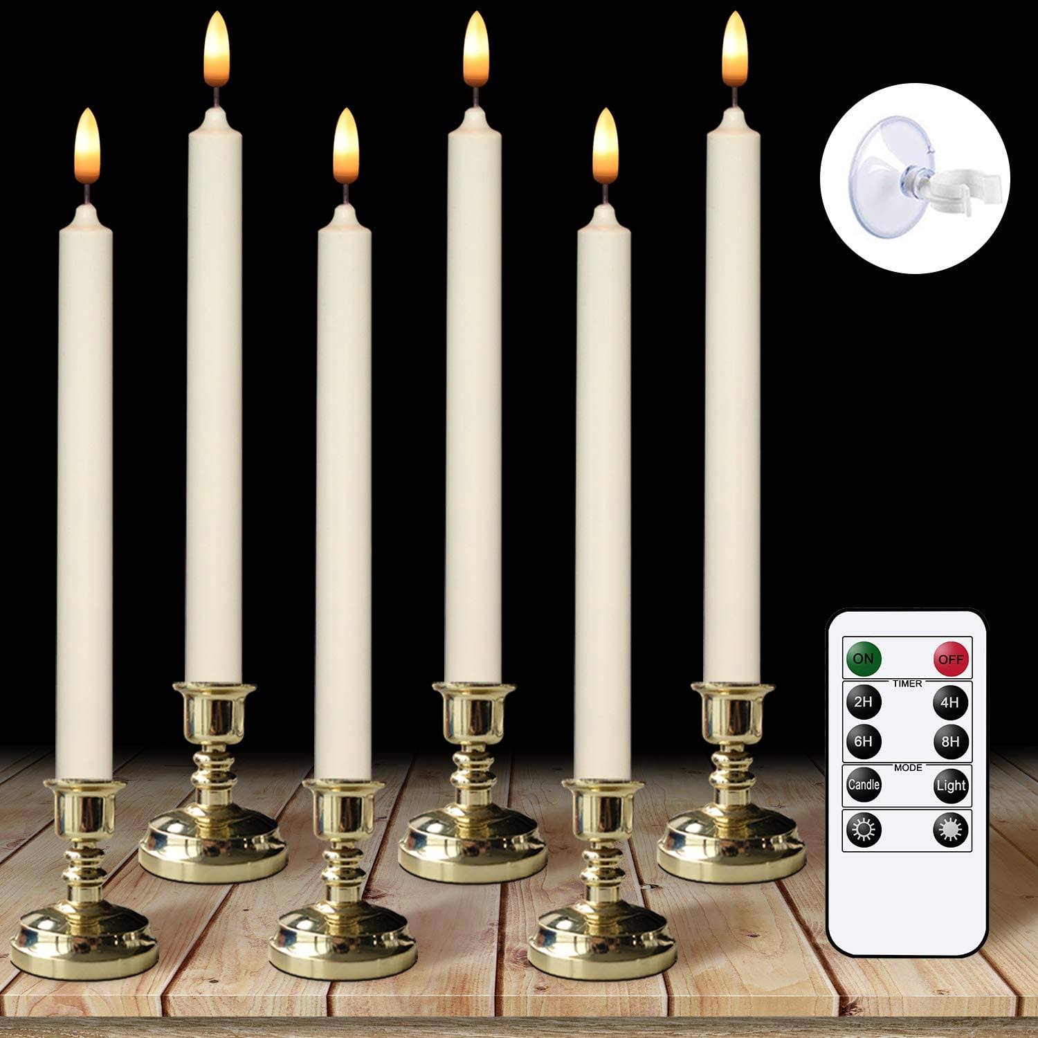 Wondise Remote Flameless Window Taper Candles with Timer and Suction Cups, LED