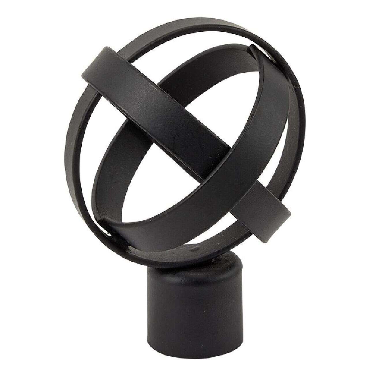 Embout tringle à rideau Ø20mm sphère spirale métal noir mat x2