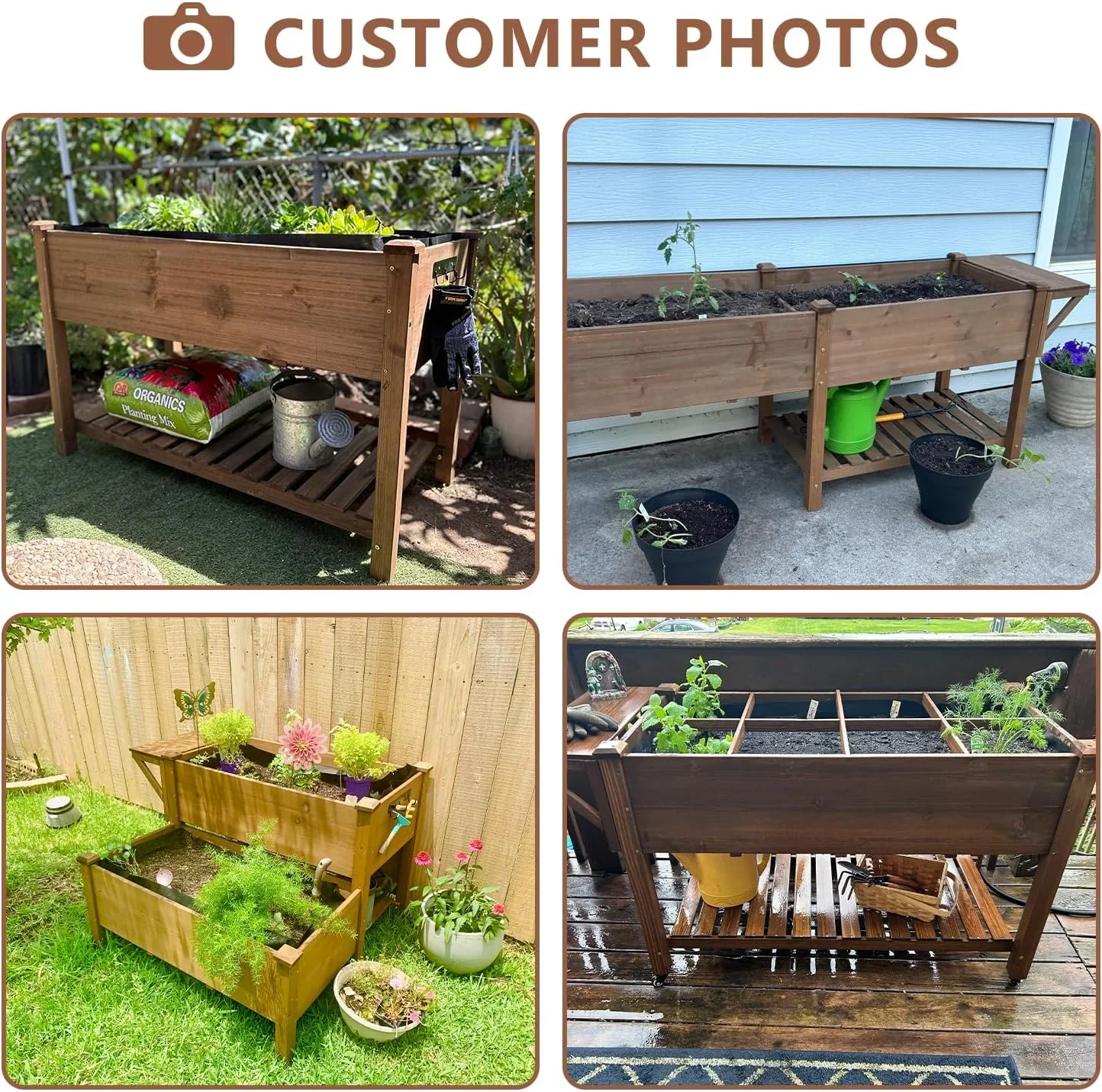 PETSCOSSET Large Raised Garden Bed Outdoor Wooden Planter Box with Legs for Gardening