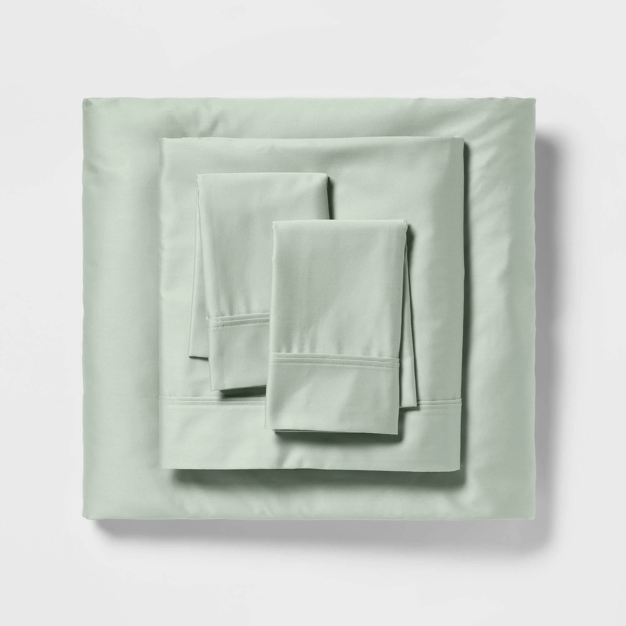 Queen 400 Thread Count Solid Performance Sheet Set Sage - Threshold