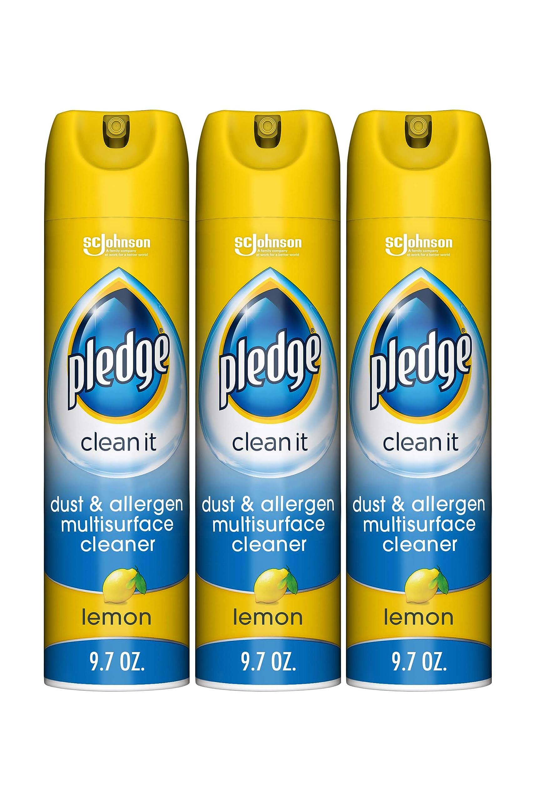Pledge Everyday Clean Multi Surface Cleaner Aerosol, Dust & Allergen, Lemon, 9.7 oz (Pack of 3)