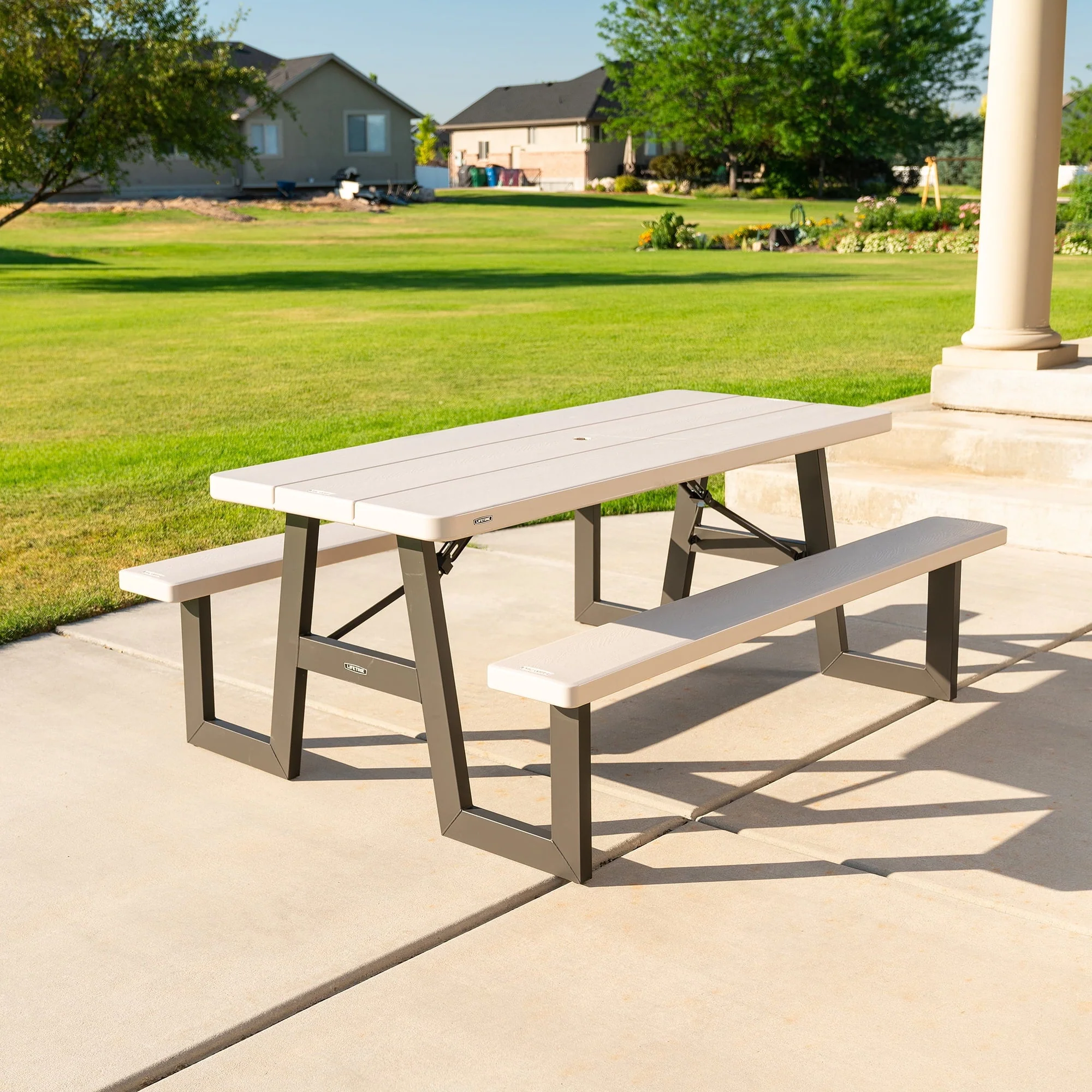Lifetime 6 Foot W Frame Desert Sand HDPE Folding Picnic Table (60364) Image 2