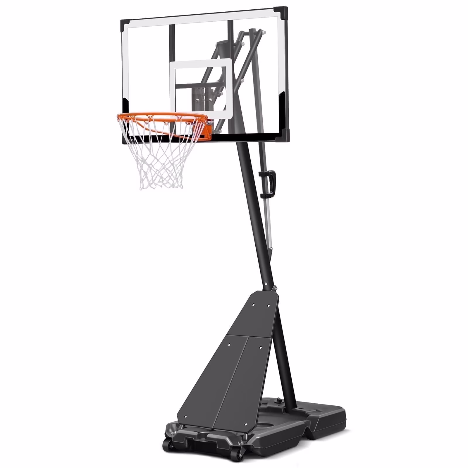 Basketball Hoop with 4.8-10 feet Height Adjustable for Kids/Adults, Portable Basketball Goal with 44 inch Backboard and 2 Wheels for Outdoor/Indoor Sports(Black)