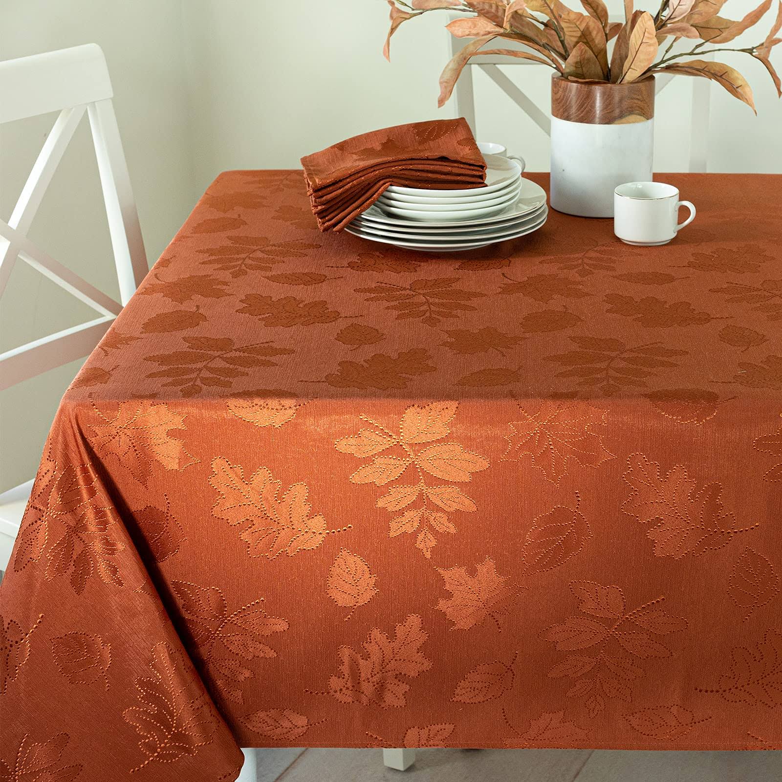 Benson Mills Harvest Legacy Damask Tablecloth (Rust, 60