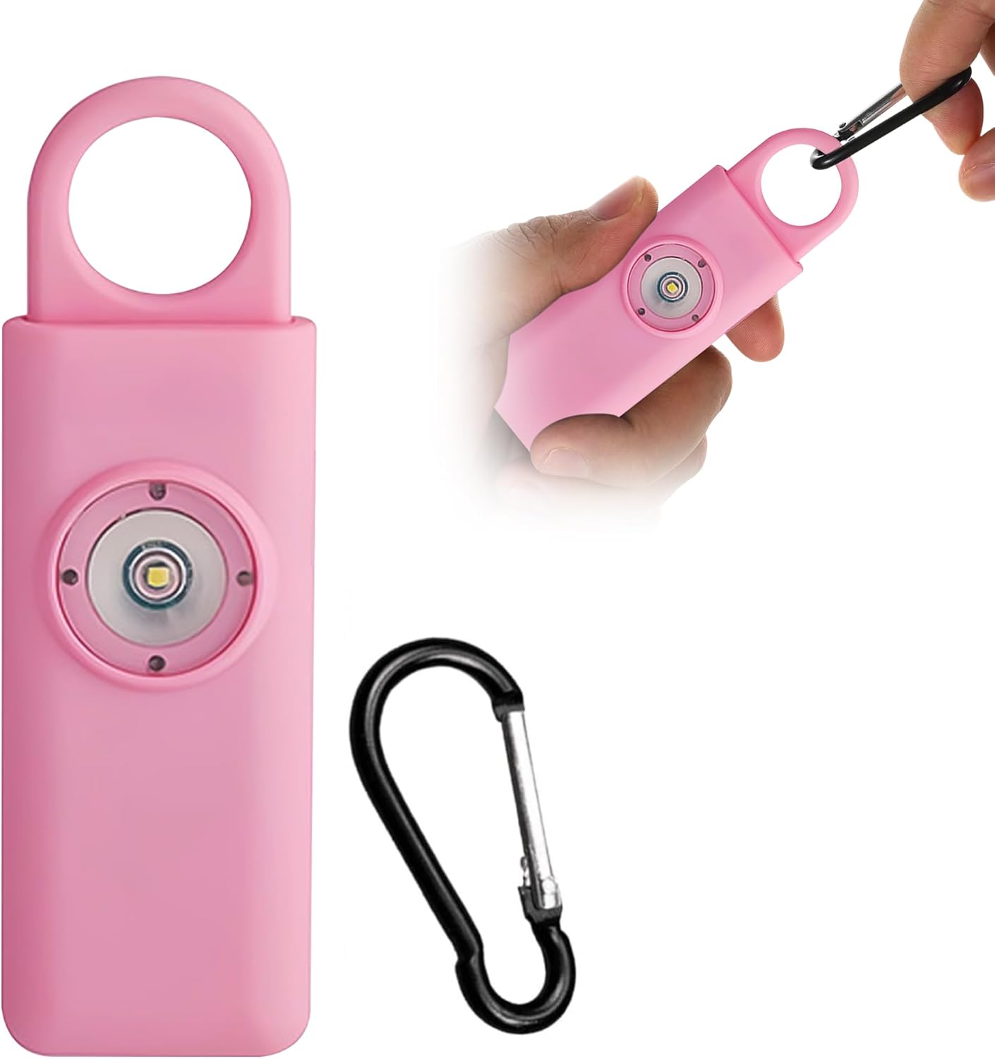 Self Defense Siren Personal Safety Alarm SOS LED Strobe Light Air Travel Emergency Safe Key Chain Device Pocket Size for Women Men Kids Elderly (Pink)