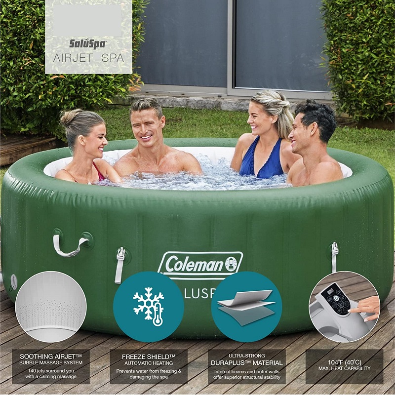 Spa gonflable SaluSpa | Spa portable avec système d'eau chauffée et jets de bulles | Peut accueillir jusqu'à 6 personnes