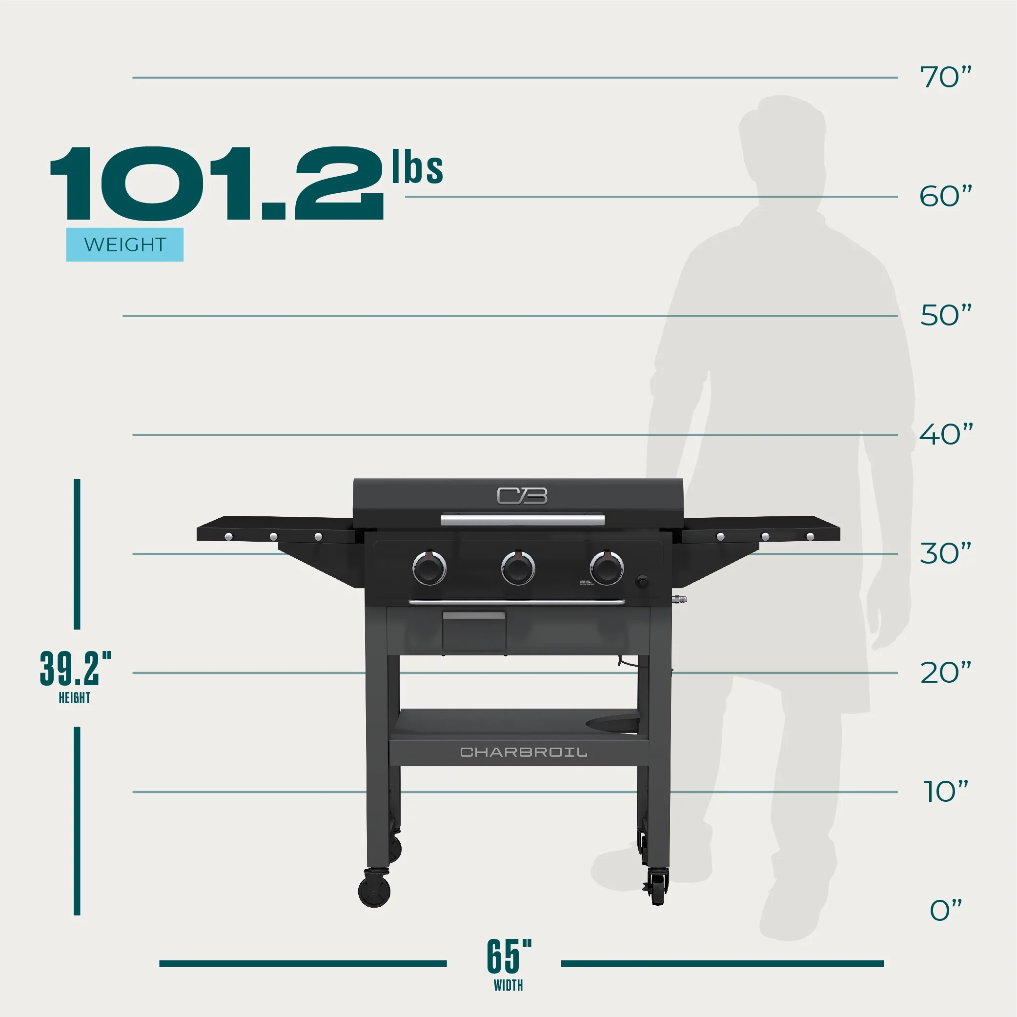 28" XL Performance Series? Propane Gas Griddle with Cart 3 Burner Flat Top Grill - Image 10