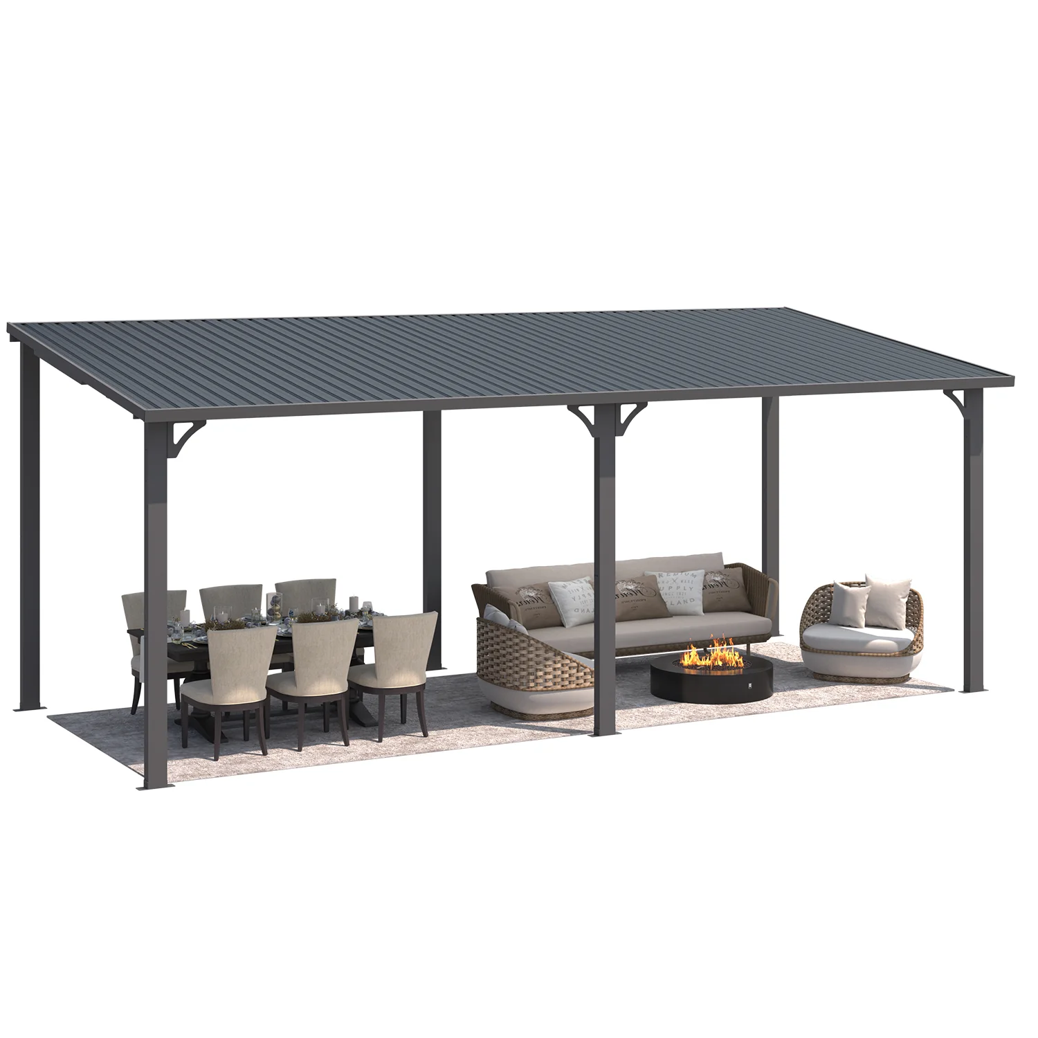 AECOJOY 20' x 8' Hardtop Gazebo Outdoor Pergola Lean to Metal Pergolas