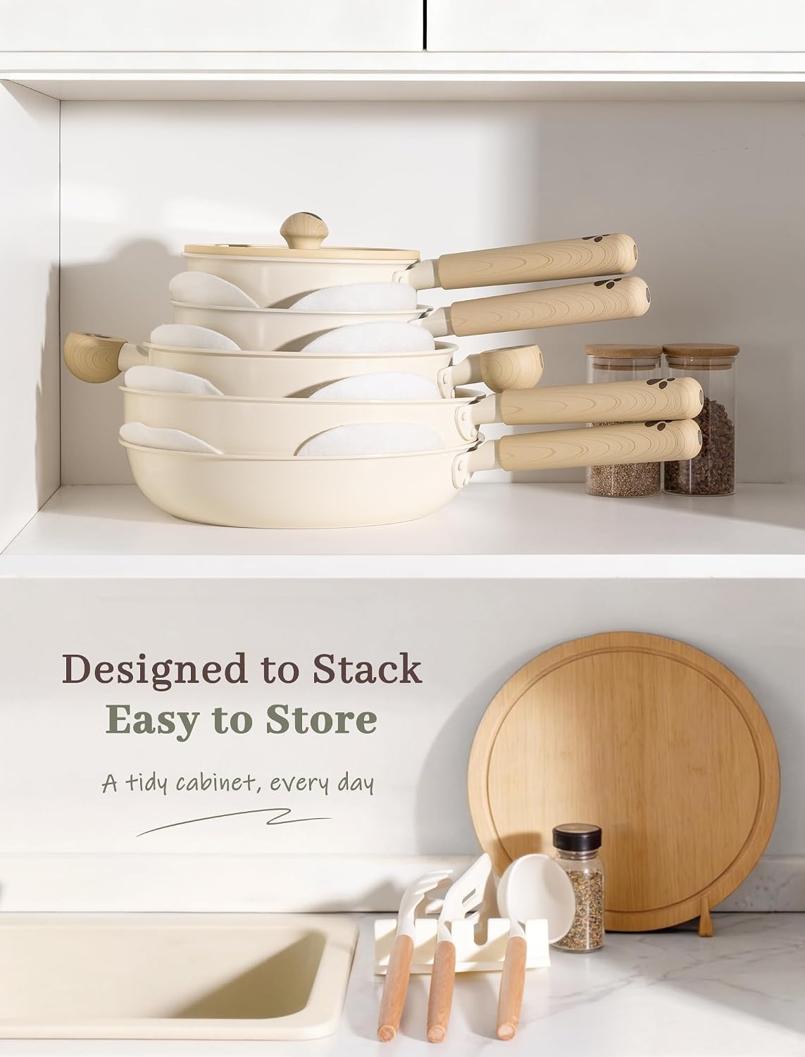 Astercook Pots and Pans Set Non Stick, Non Toxic 18 Pcs Ceramic Cookware